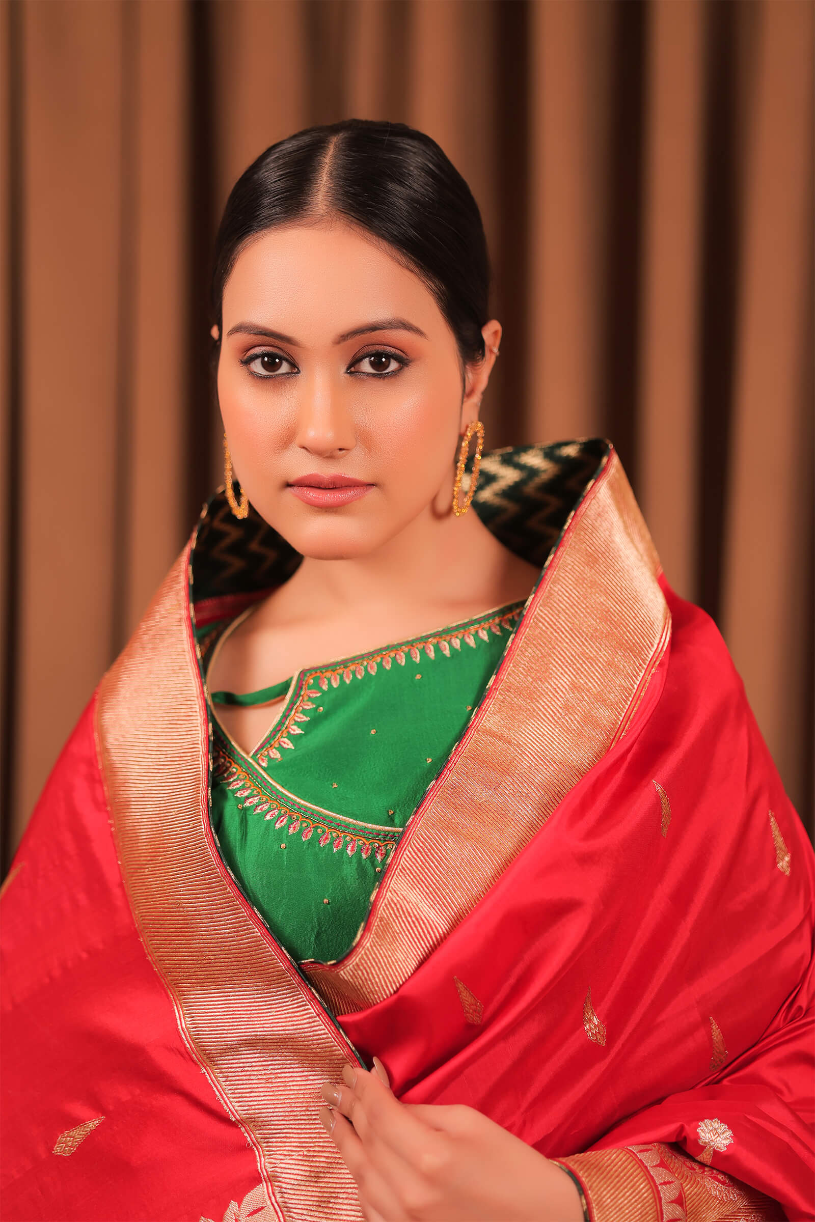 Red Handloom Katan Silk Banarasi Kadwa Saree