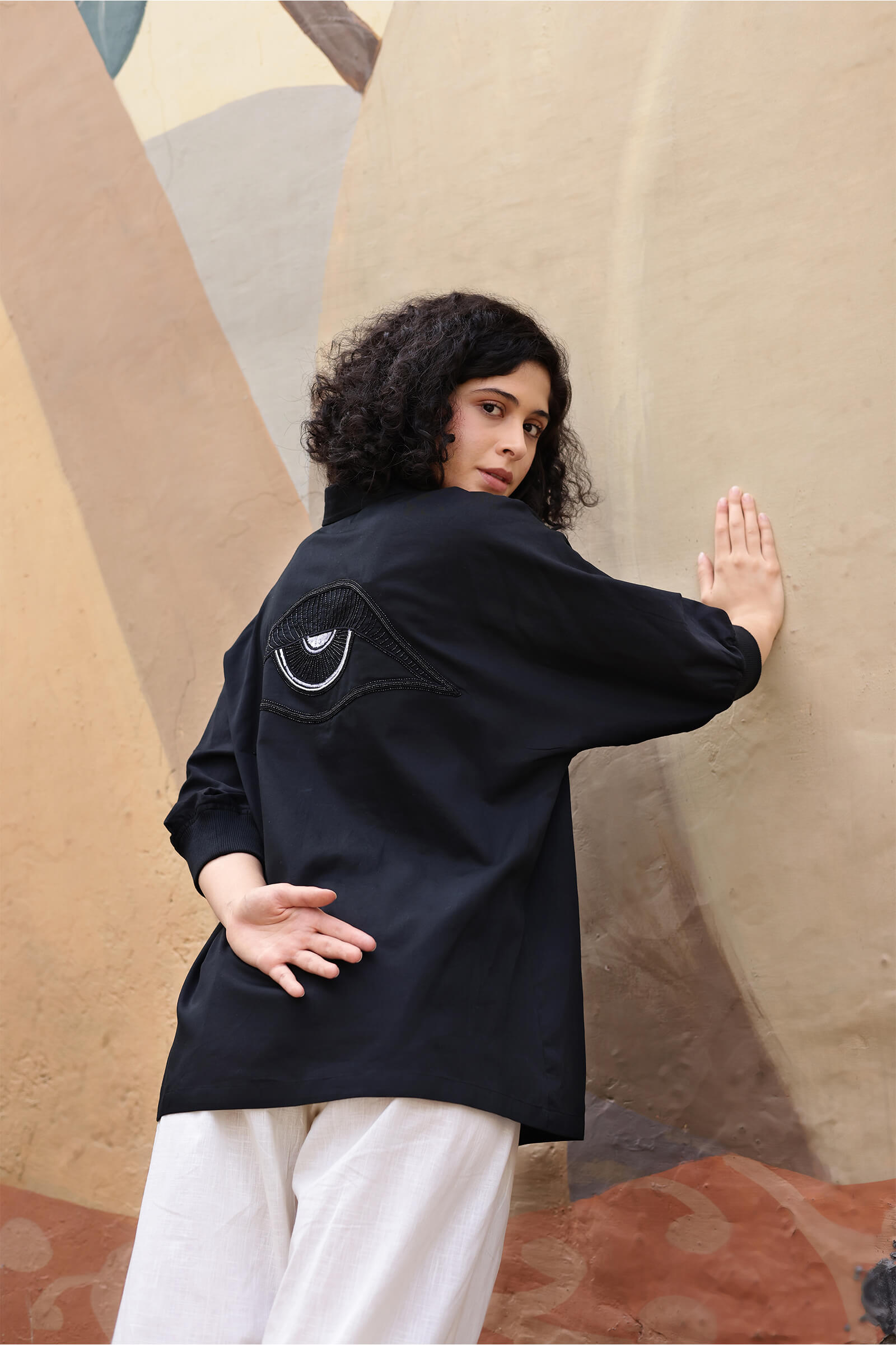 Cotton Satin Black Shirt