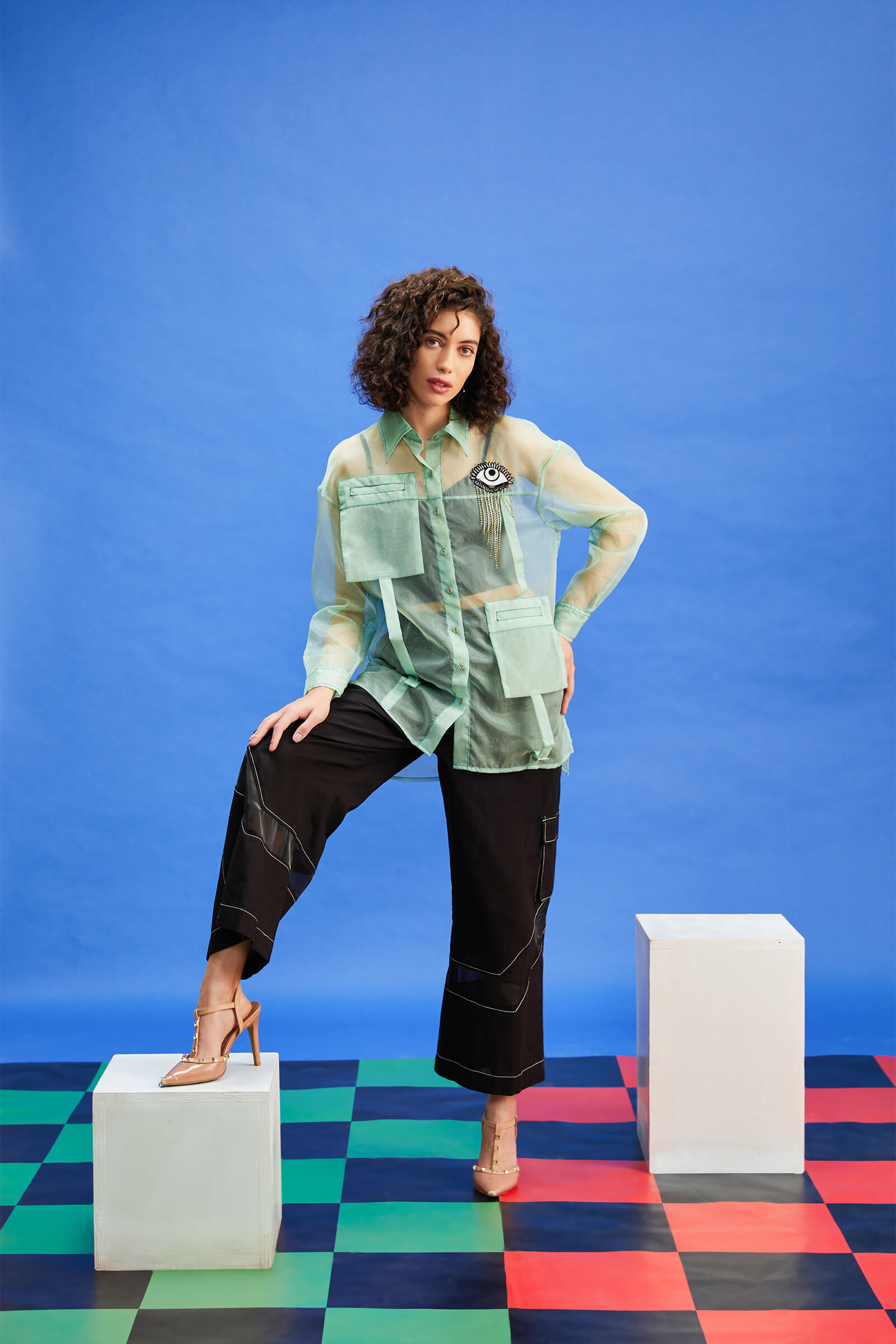 Black Patchwork Trouser