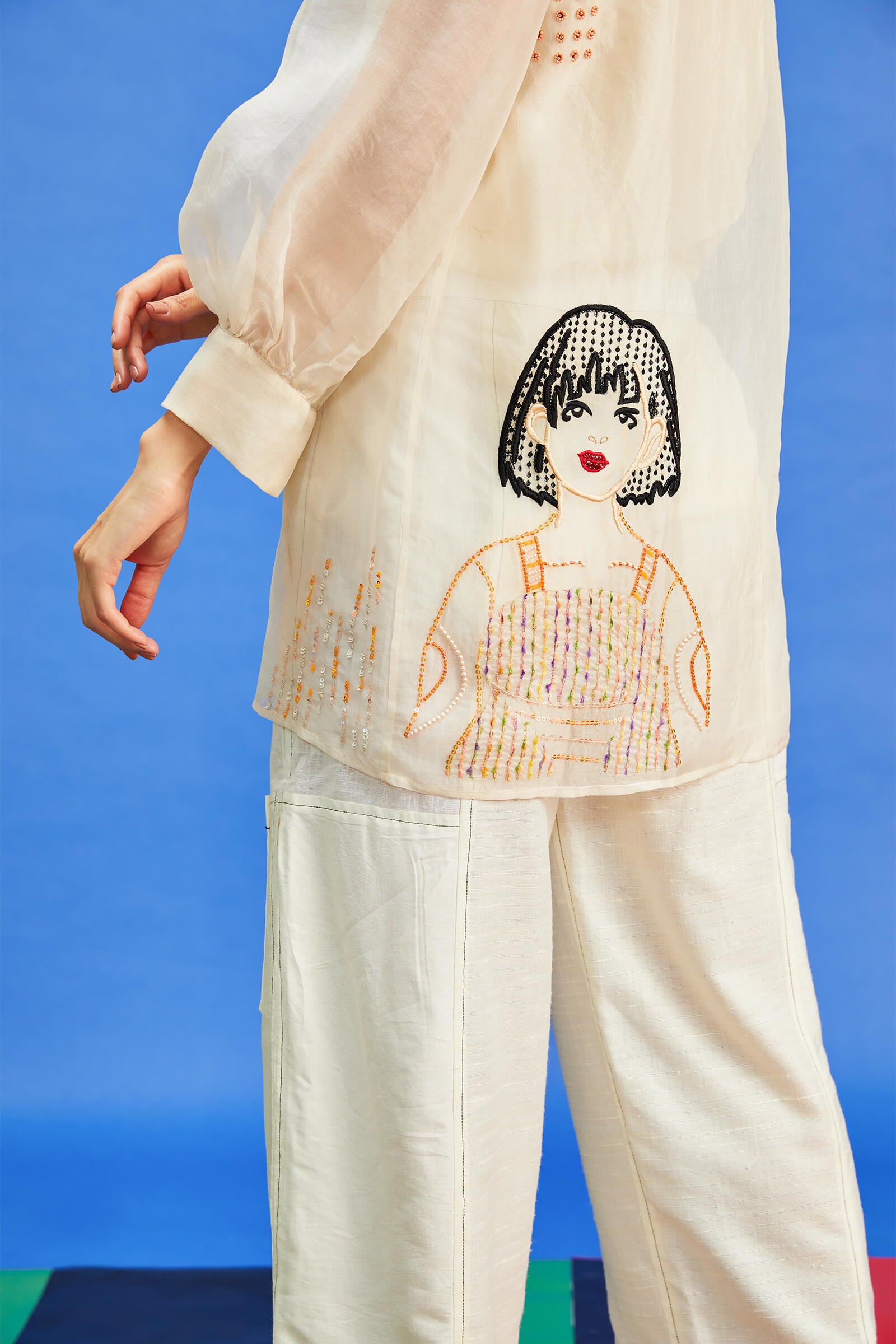 Organza Ivory Embroidered Shirt