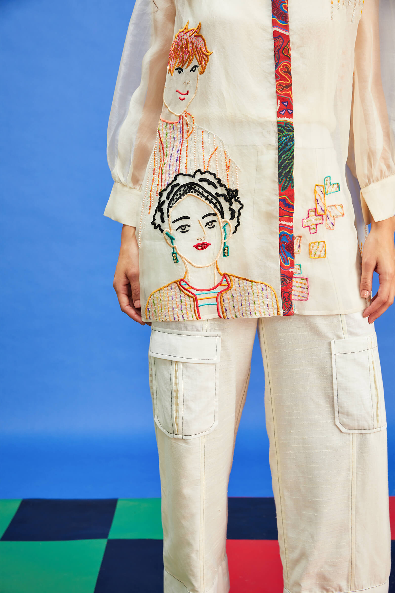Organza Ivory Embroidered Shirt