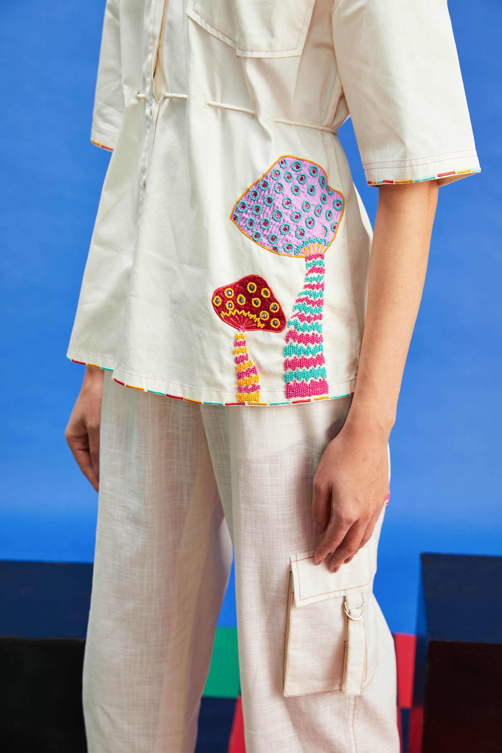 Kataan Ivory Embroidered Shirt