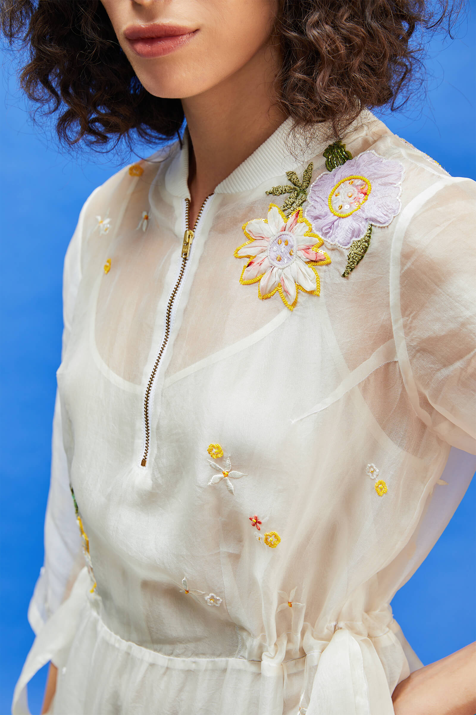 Organza Ivory Frill Dress With Slip