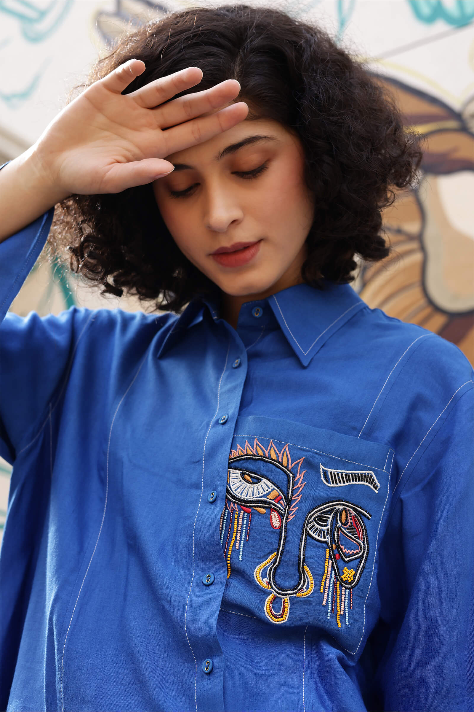 Kataan Blue Embroidery Shirt
