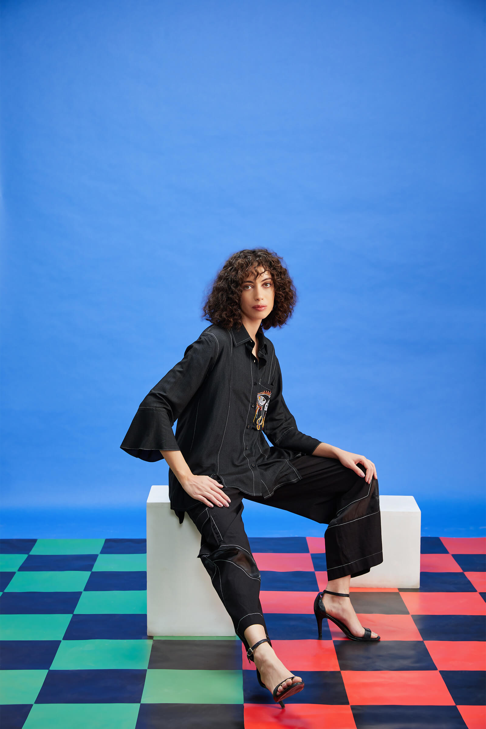 Kataan Black Embroidered Shirt