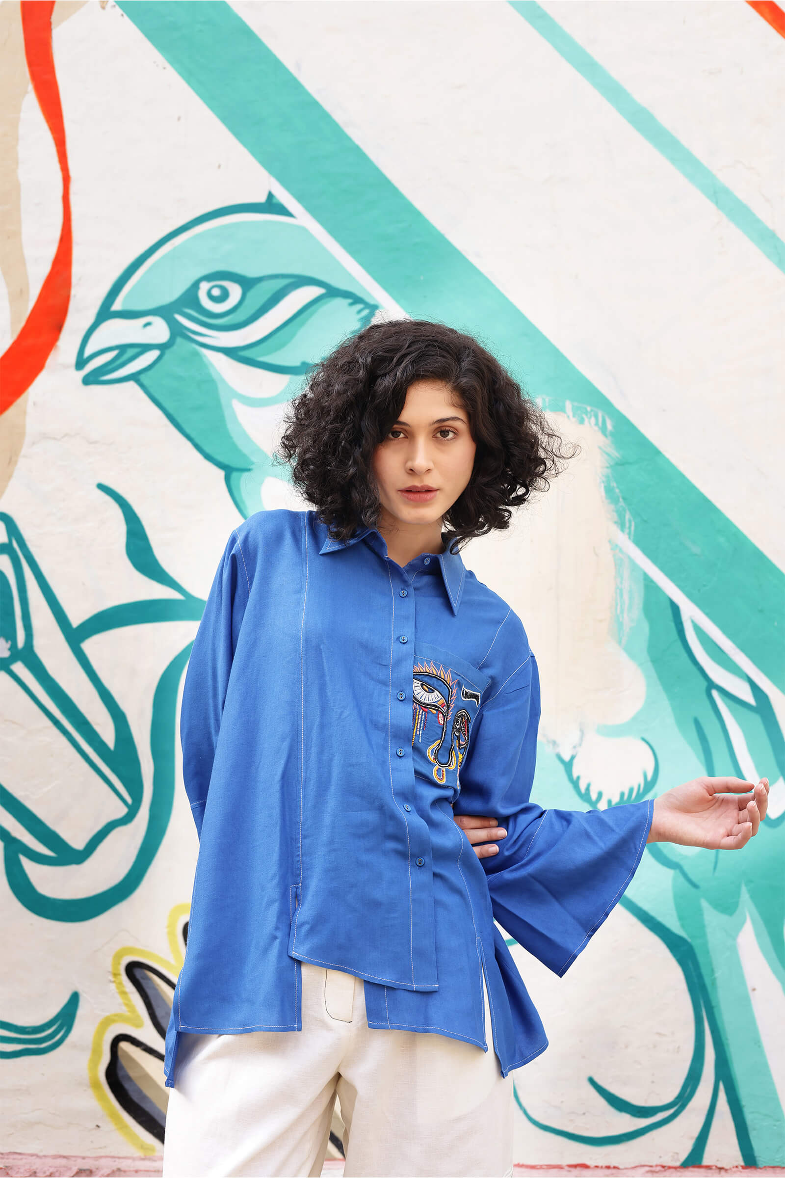 Kataan Blue Embroidery Shirt