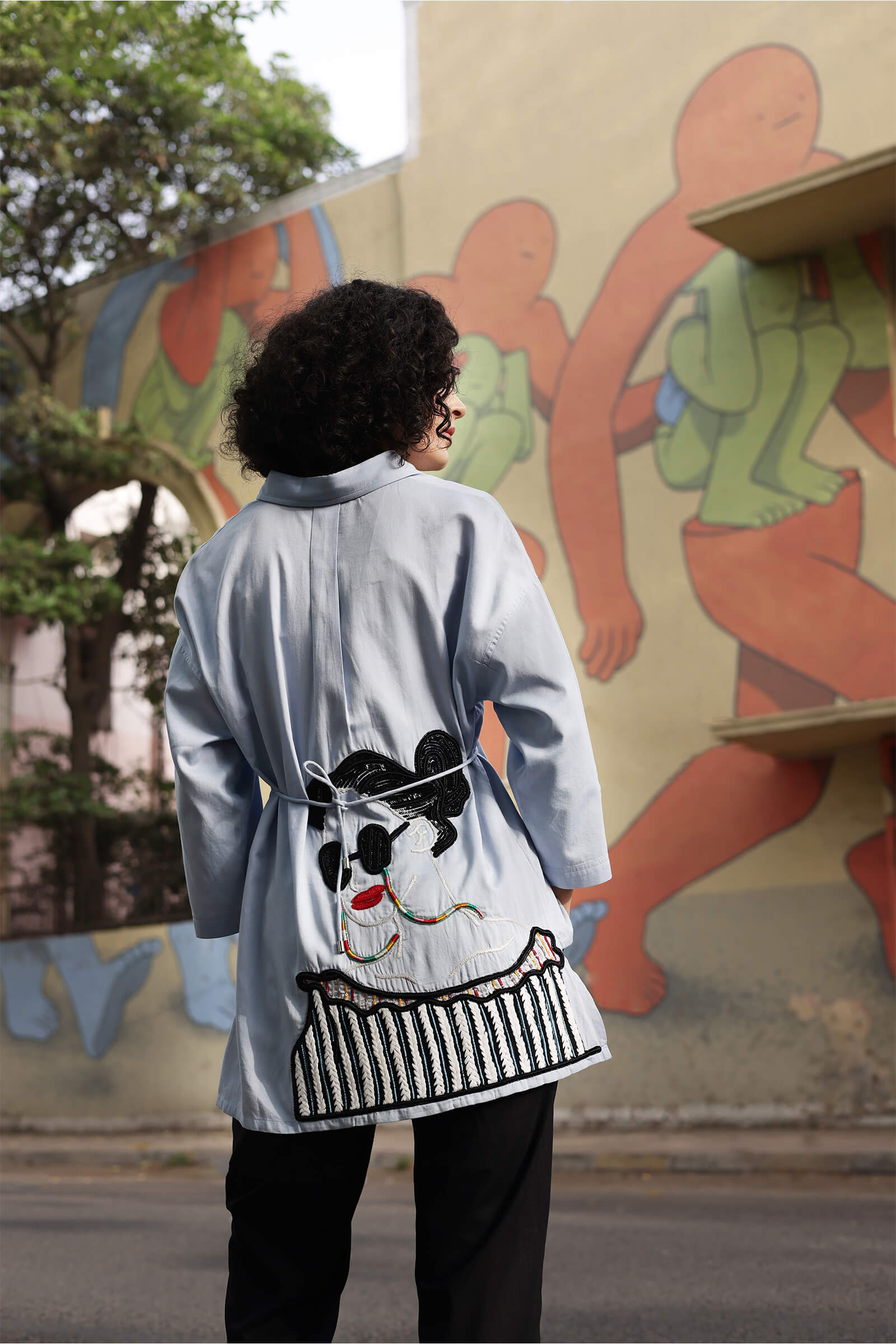 Cotton Satin Blue Shirt