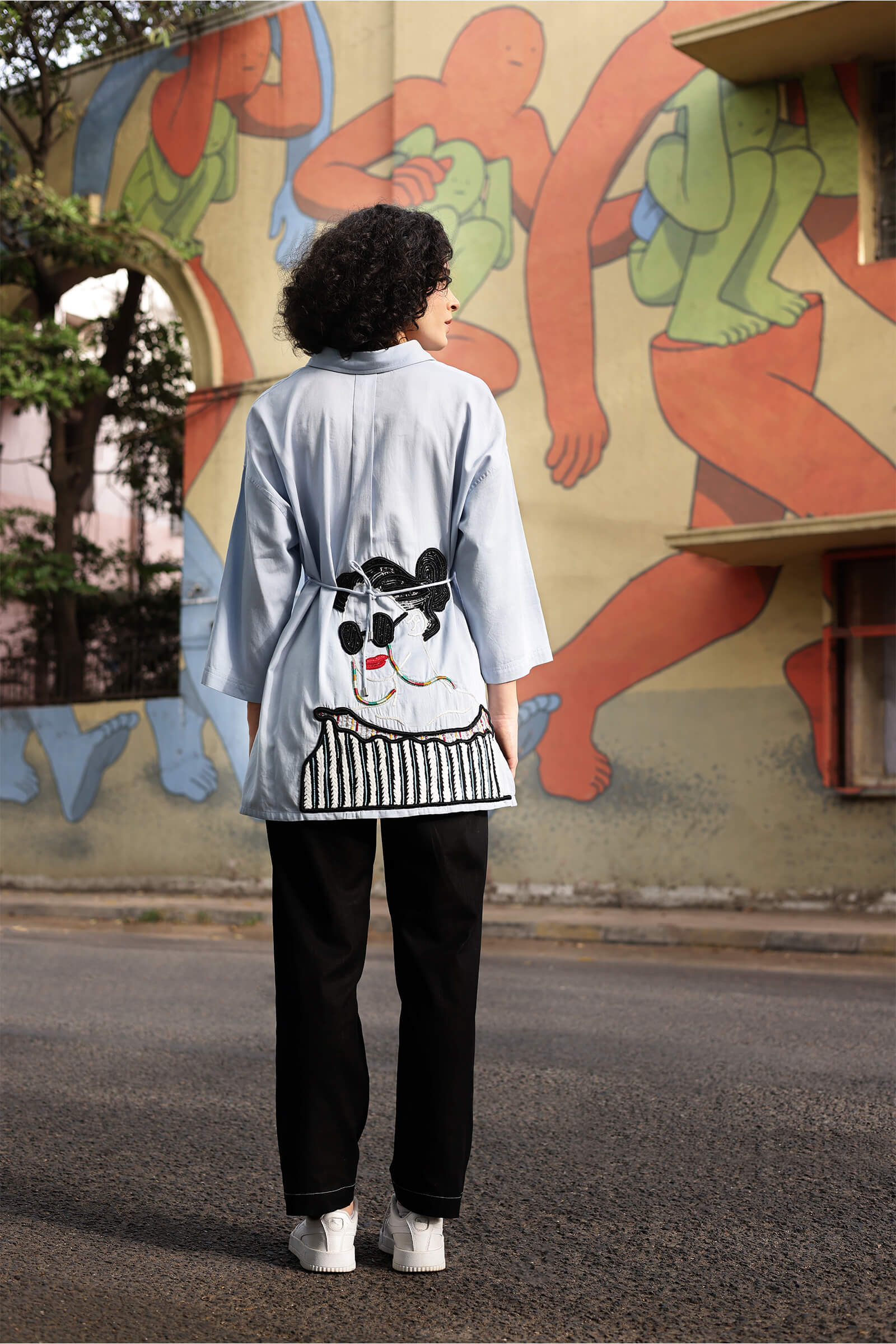 Cotton Satin Blue Shirt