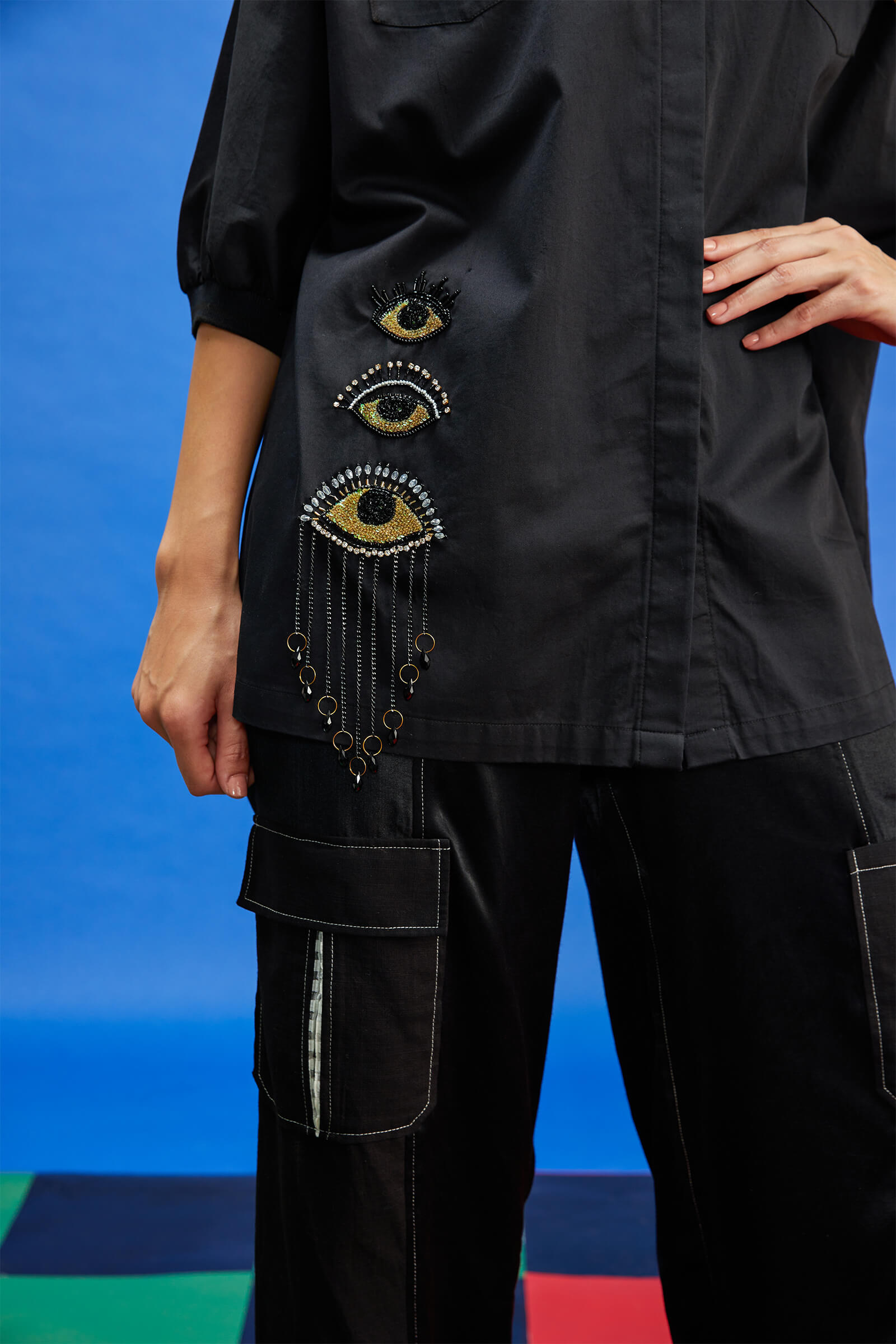 Cotton Satin Black Shirt