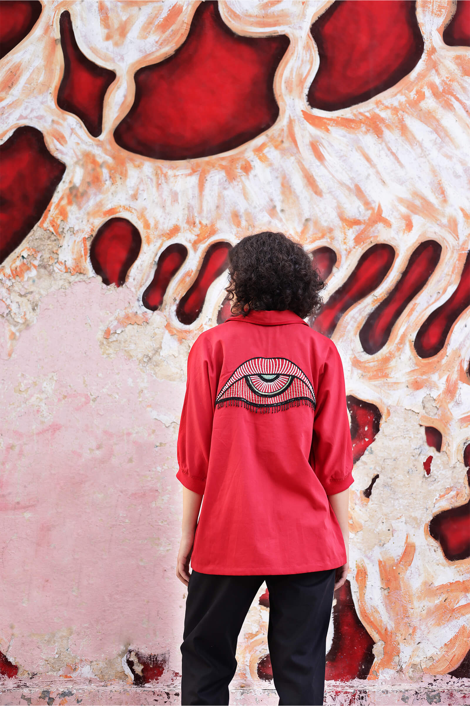 Cotton Satin Red Shirt