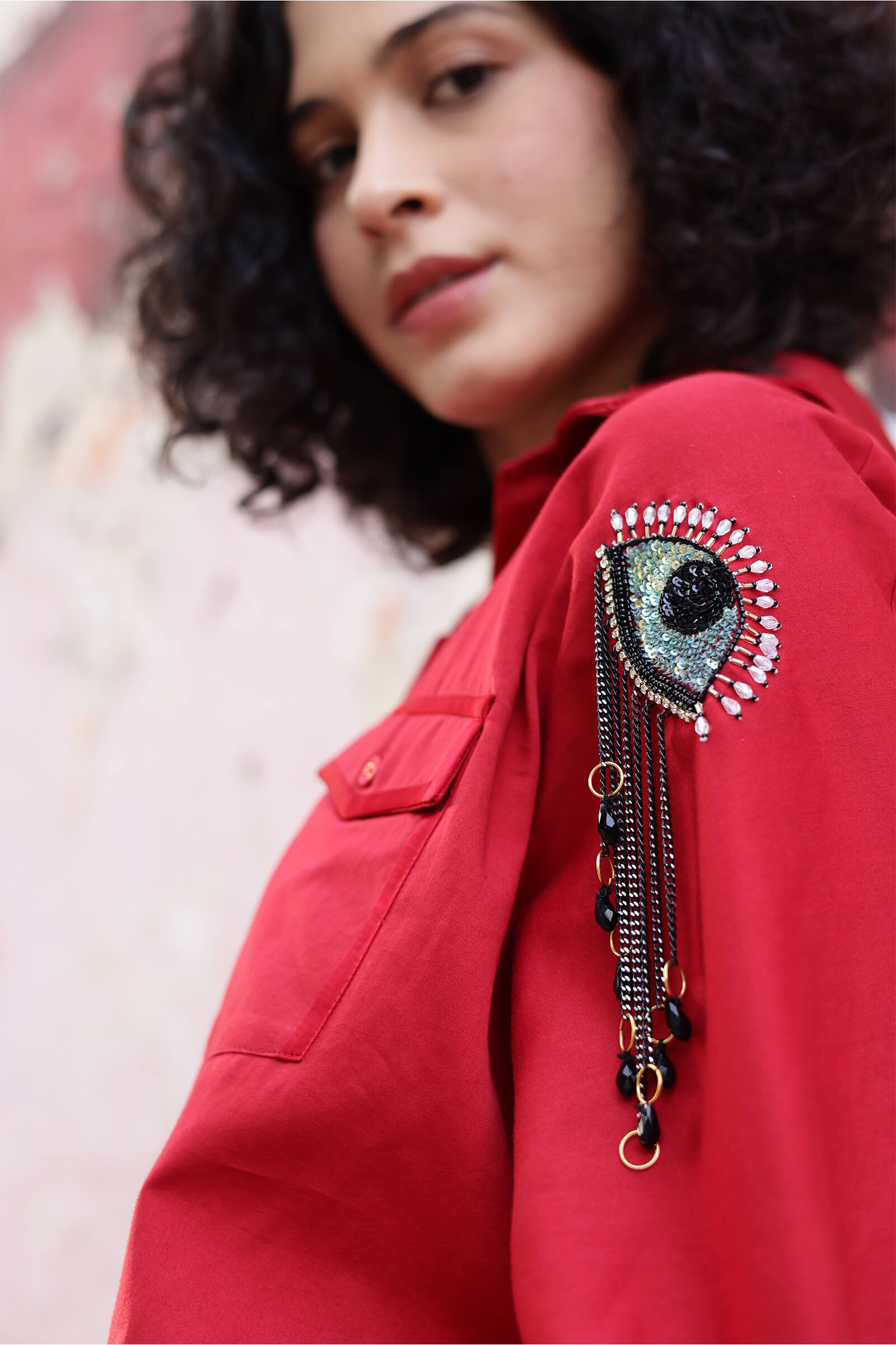 Cotton Satin Red Shirt