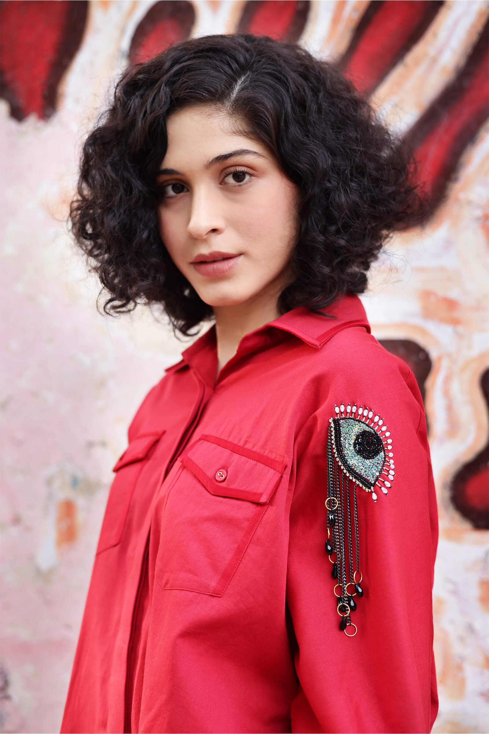 Cotton Satin Red Shirt