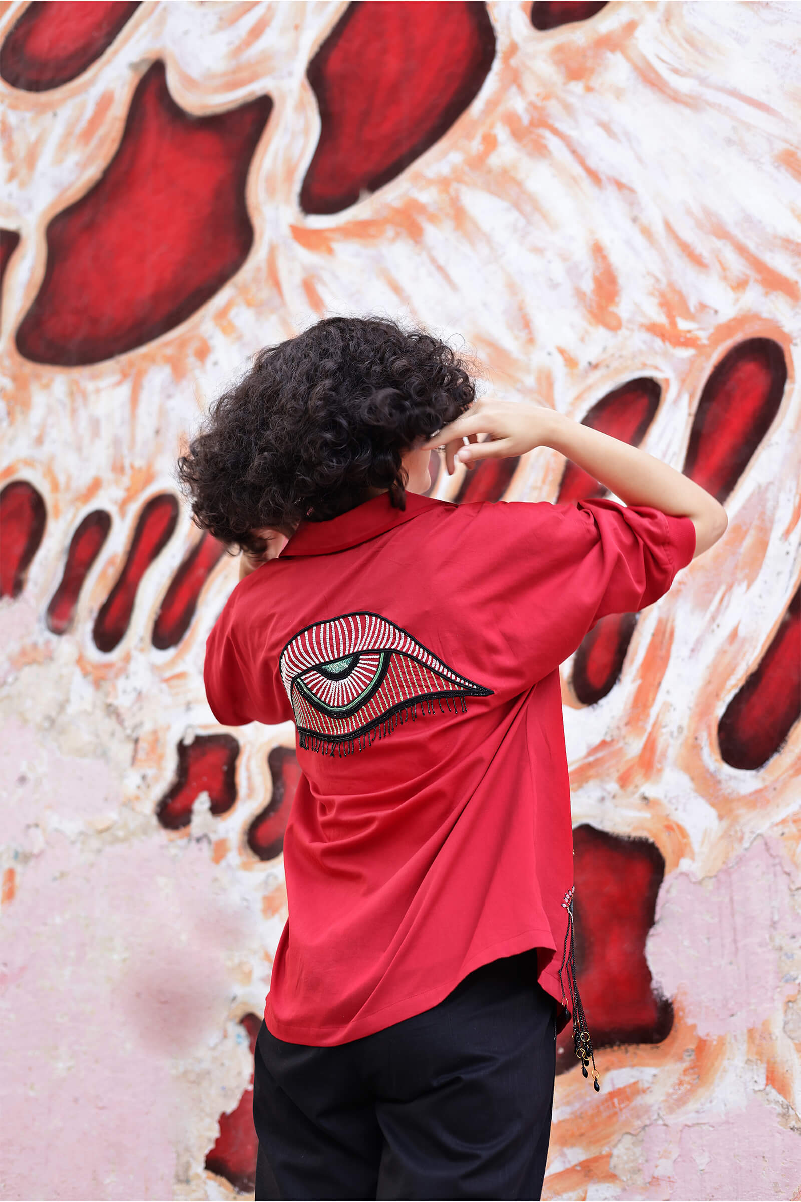 Cotton Satin Red Shirt