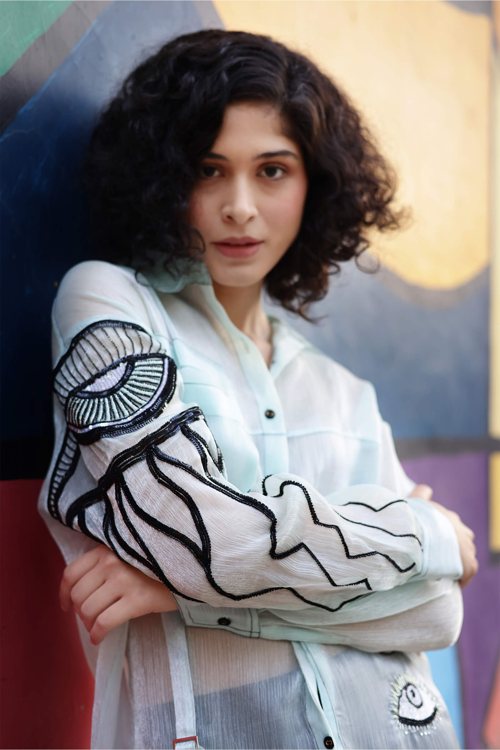 Cristal Organza Aqua Shirt