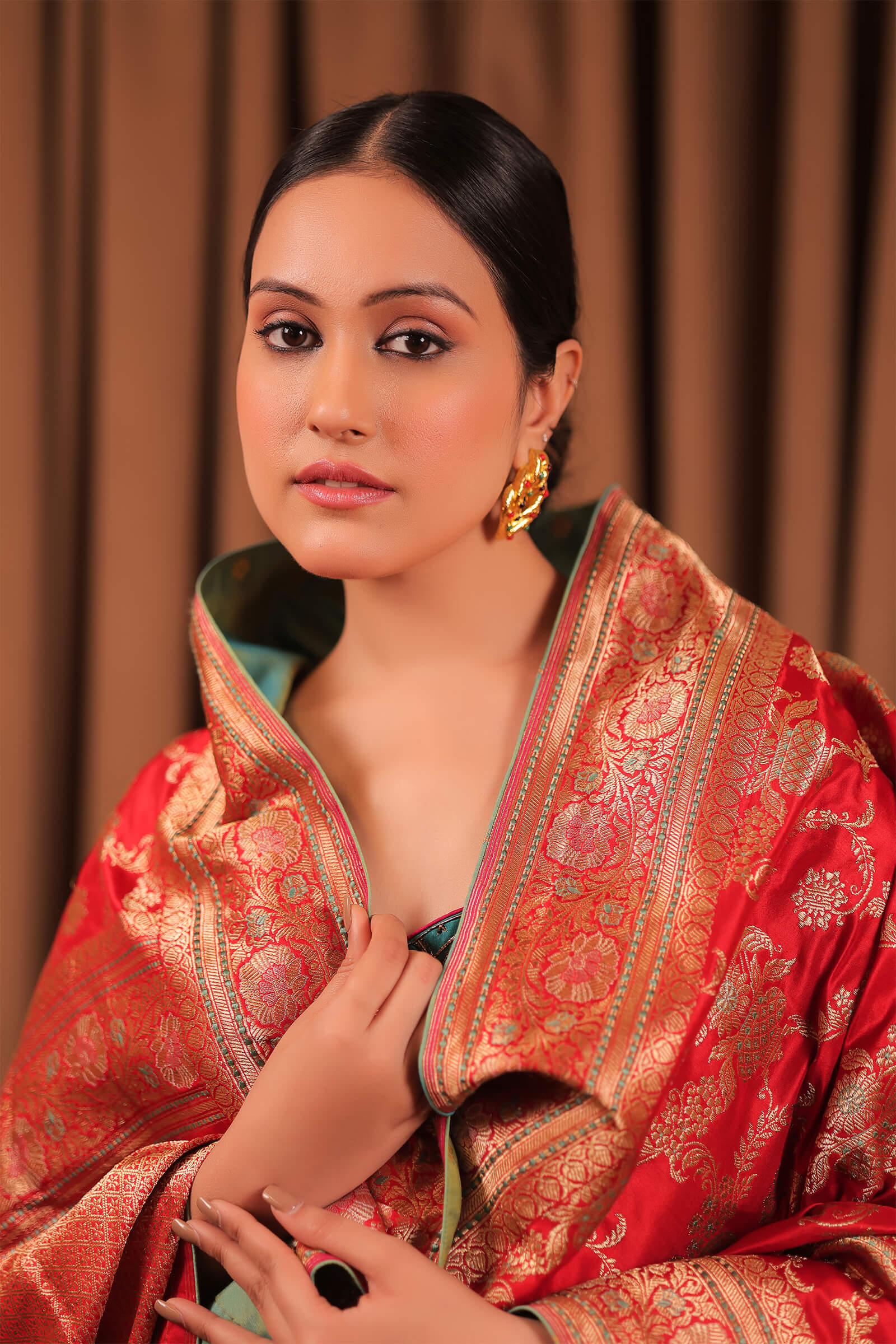 Banarsi Silk Jangla Saree With Heavy Pathini Borders And Pallu