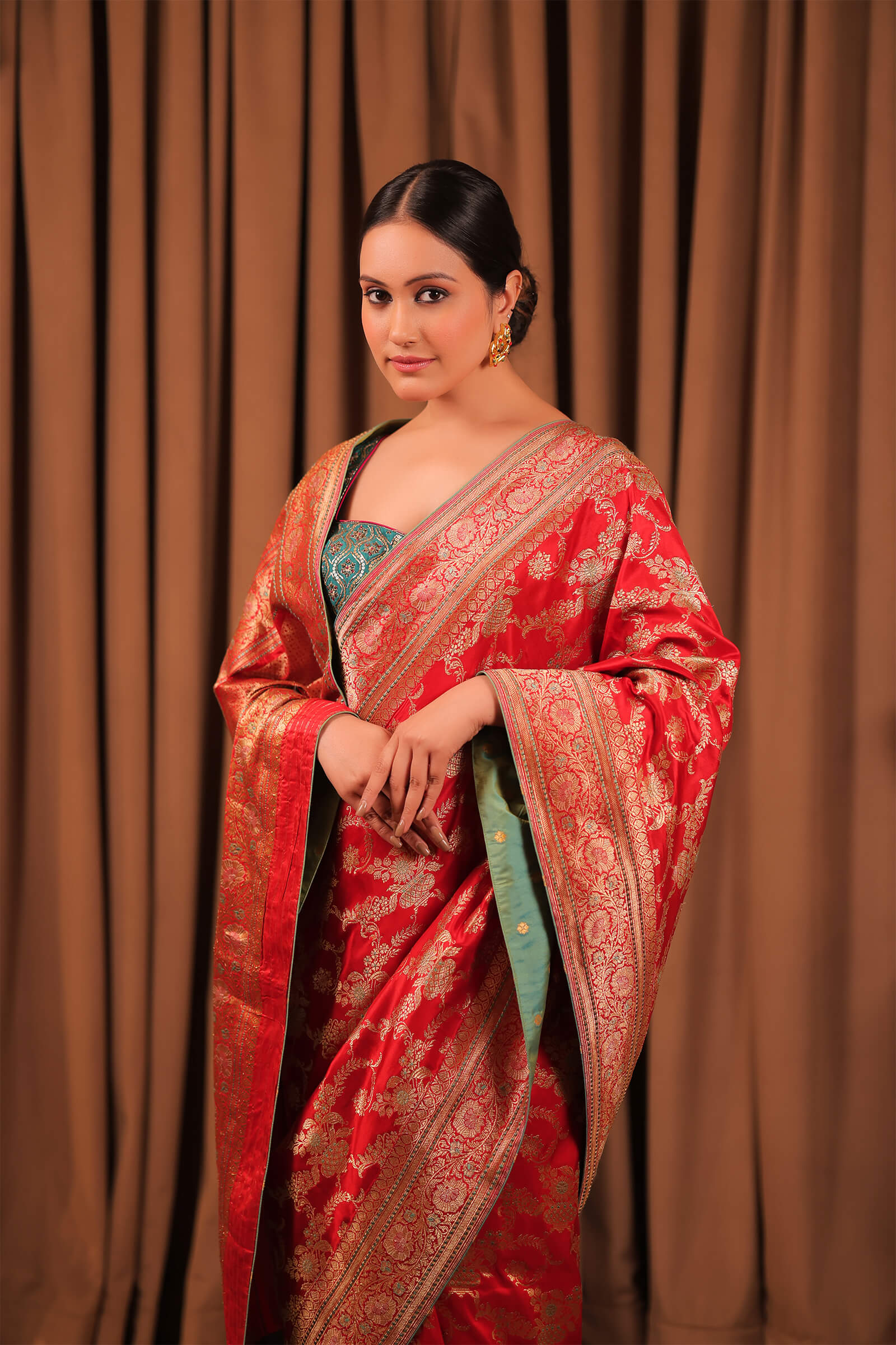 Red Handloom Silk Katan Banarasi Jangla Kadwa Saree