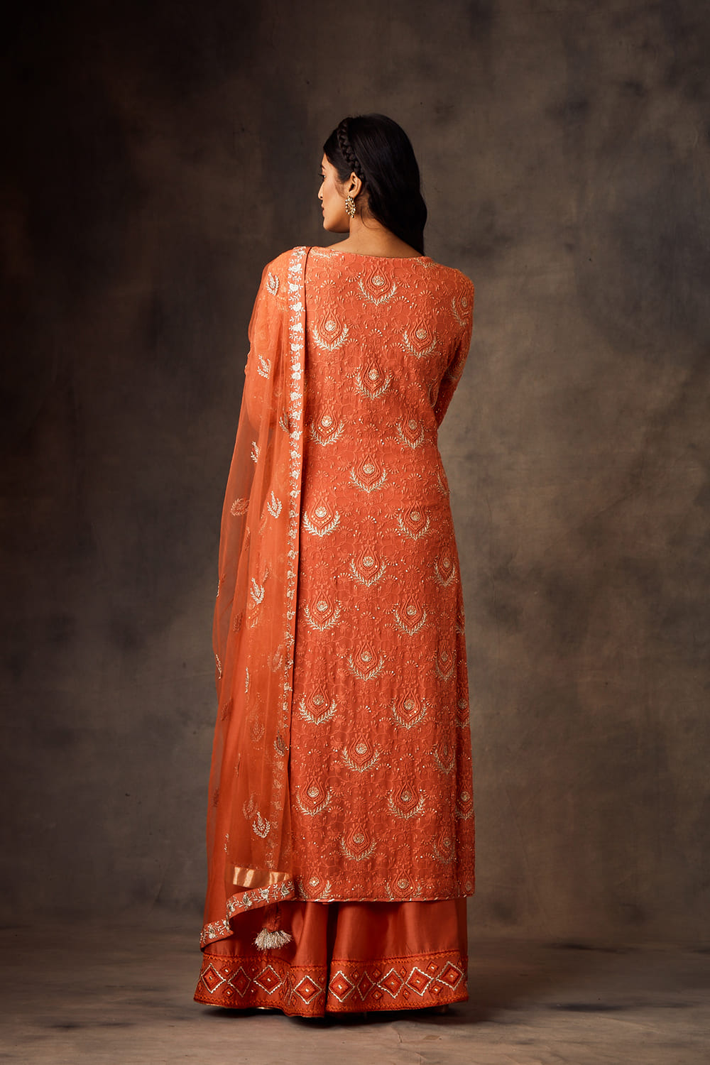 Chickankari Kurta, Sharara With Dupatta