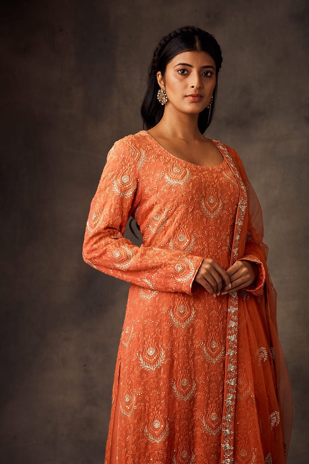 Chickankari Kurta, Sharara With Dupatta