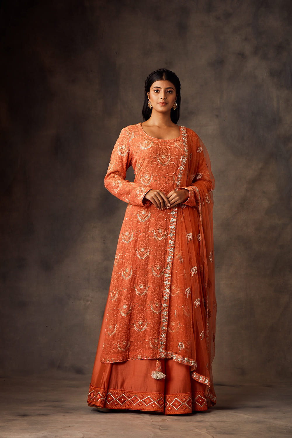 Chickankari Kurta, Sharara With Dupatta