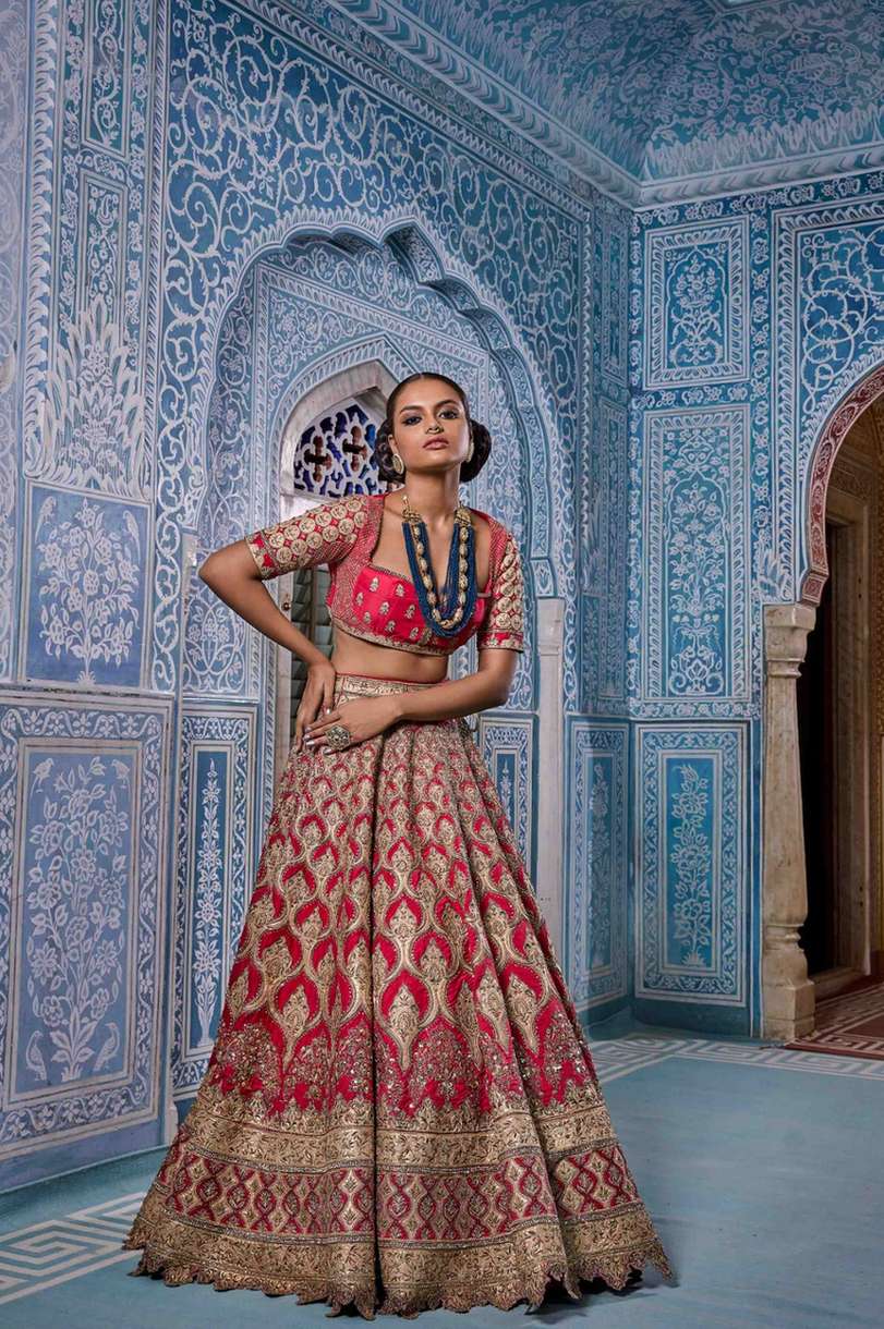 Pink Raw Silk Bridal Lehenga Set
