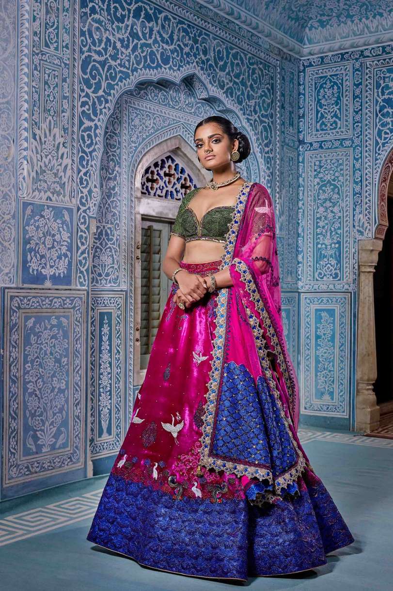 Bridal Lehenga With Blouse And Two Dupatta