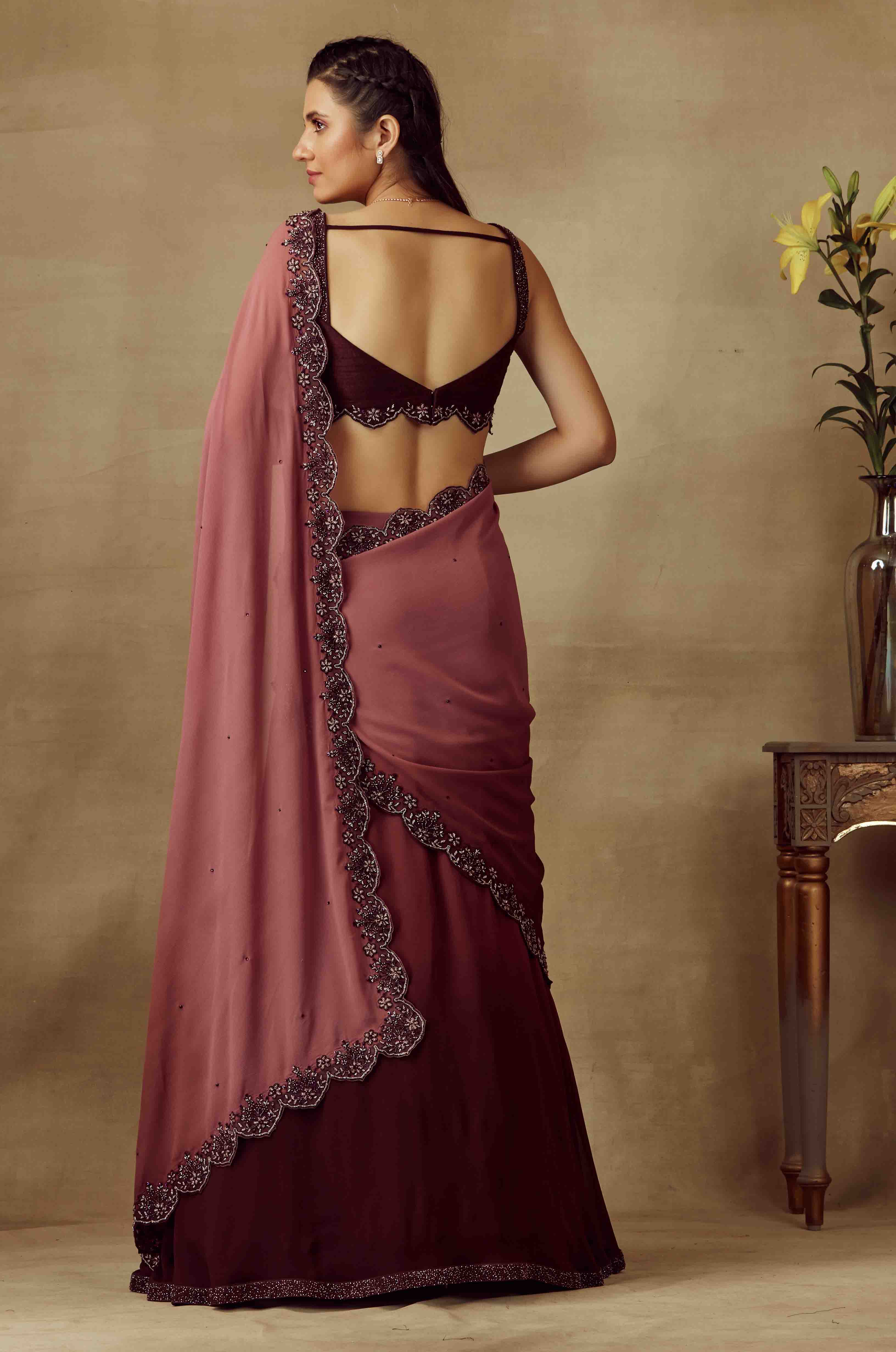 Saree Lehenga Set With Attached Dupatta