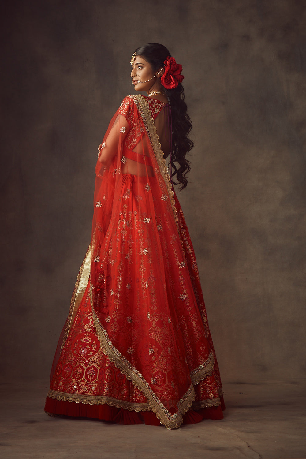 Red Lehenga With Dupatta And Blouse
