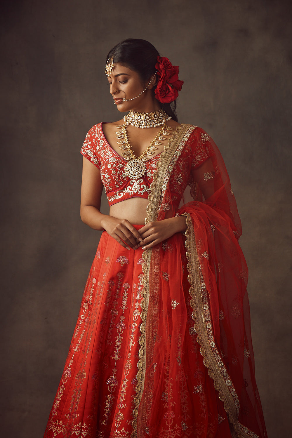Red Lehenga With Dupatta And Blouse