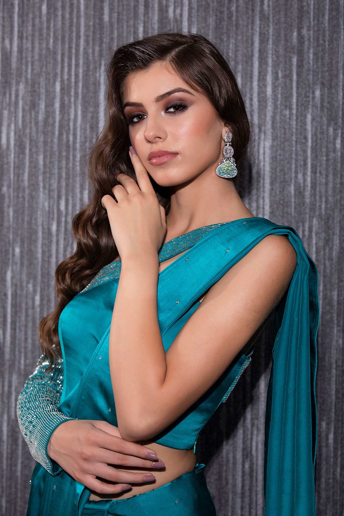 Saree With One Side Sleeve Blouse