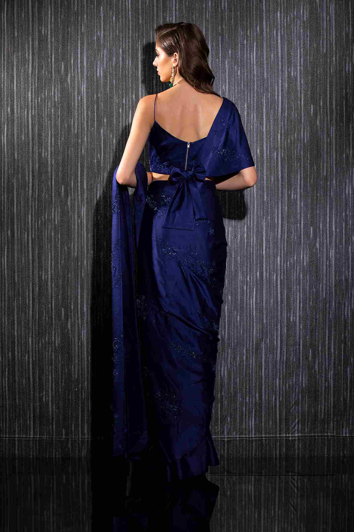 Saree With Ruffle Sleeve Blouse