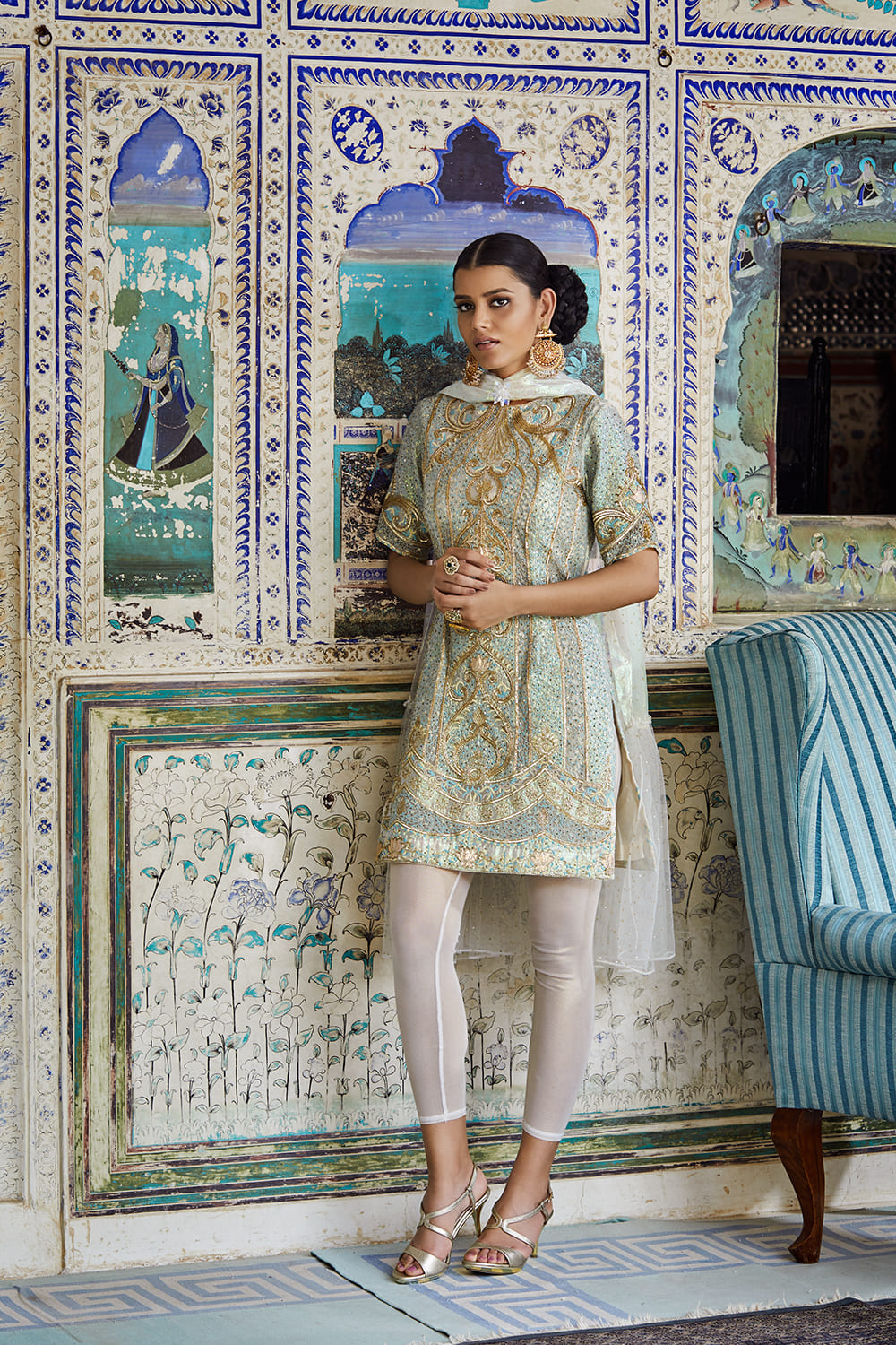 Light Blue Net Suit Set