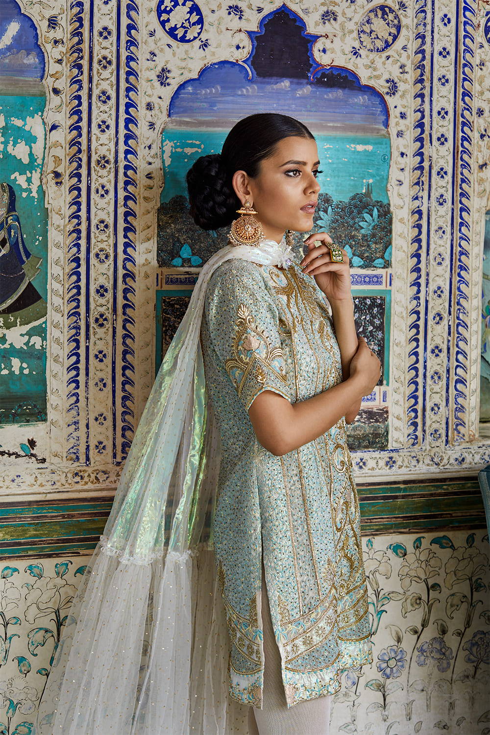 Light Blue Net Suit Set