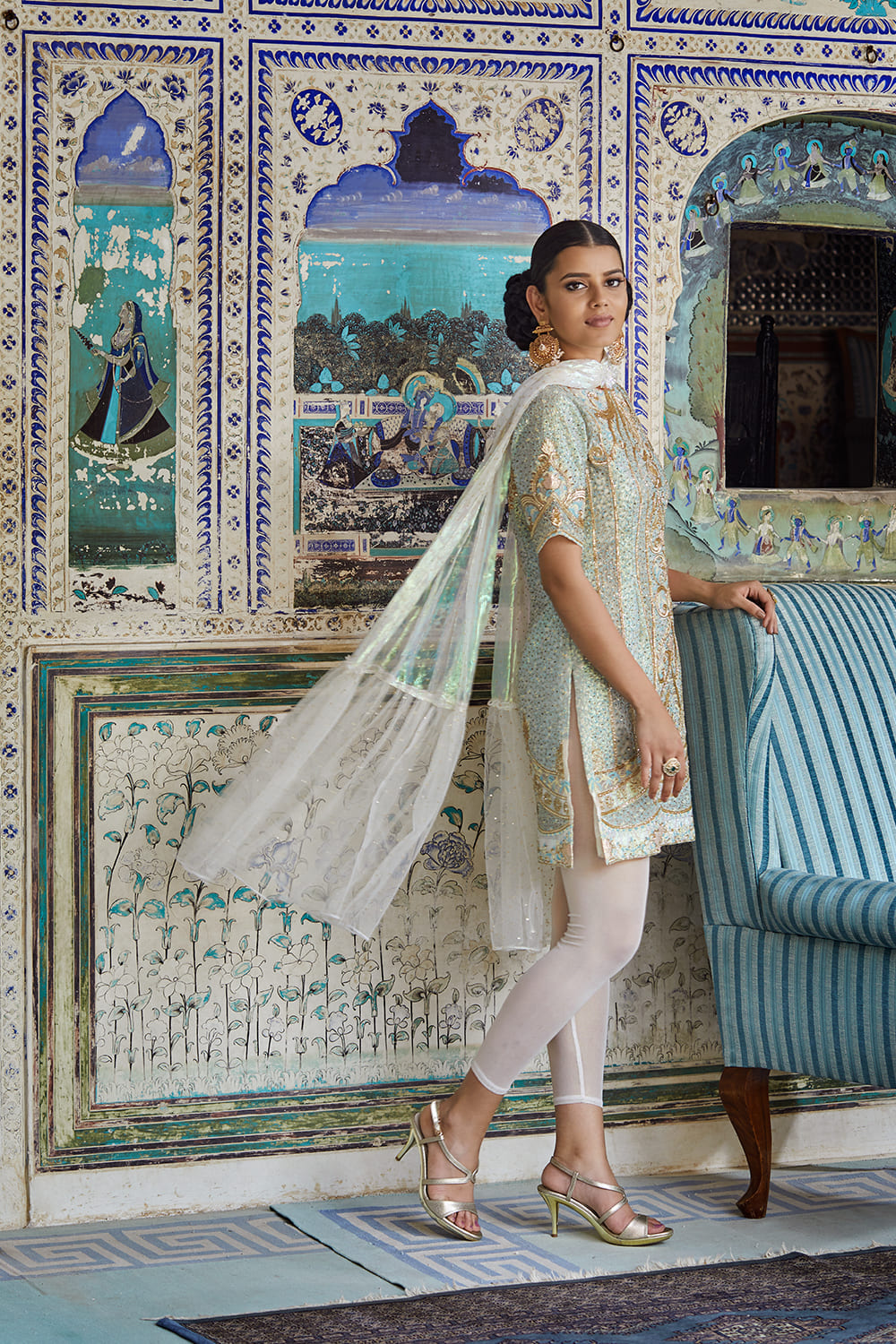 Light Blue Net Suit Set