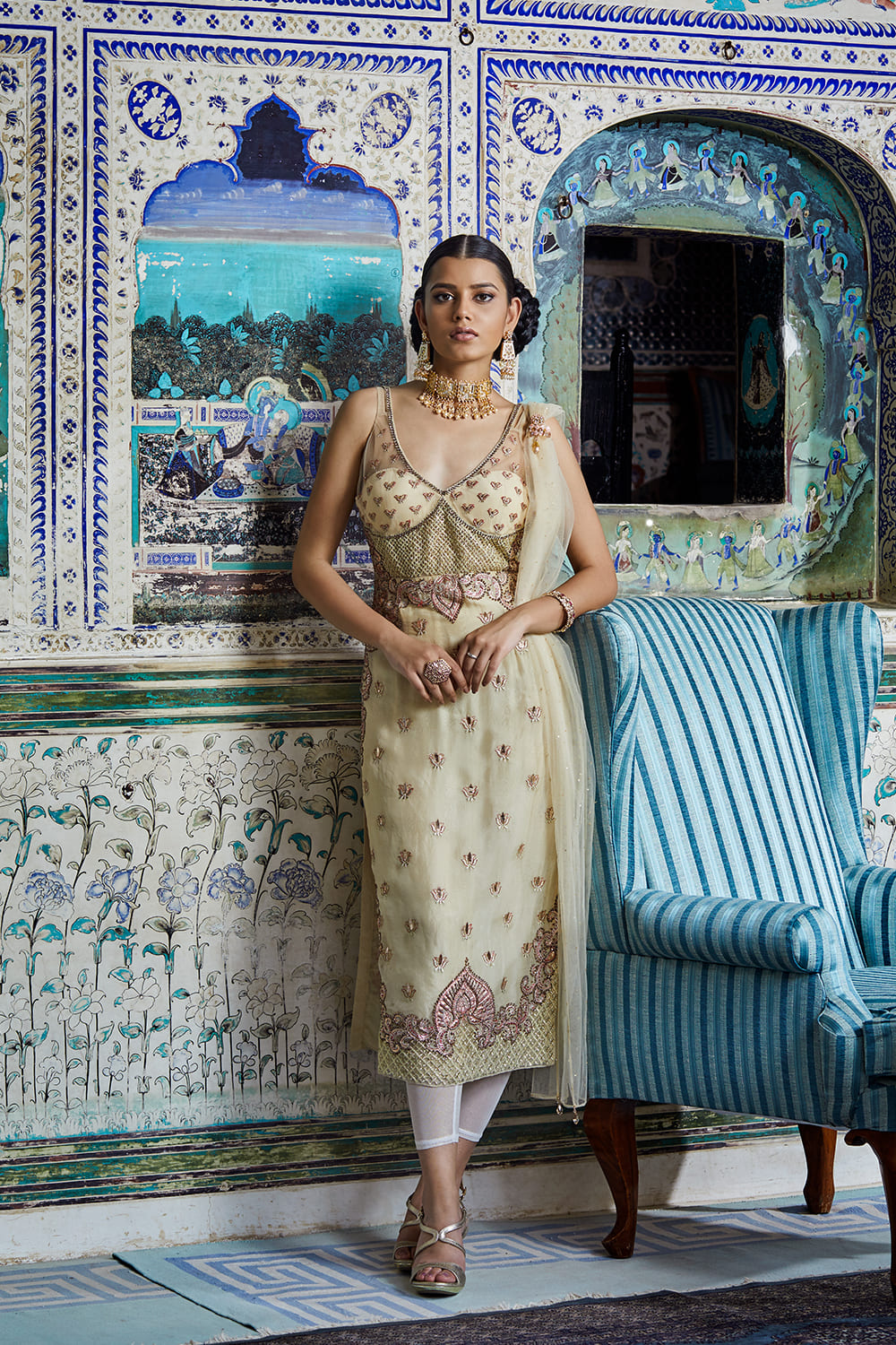 Off White Net Suit Set