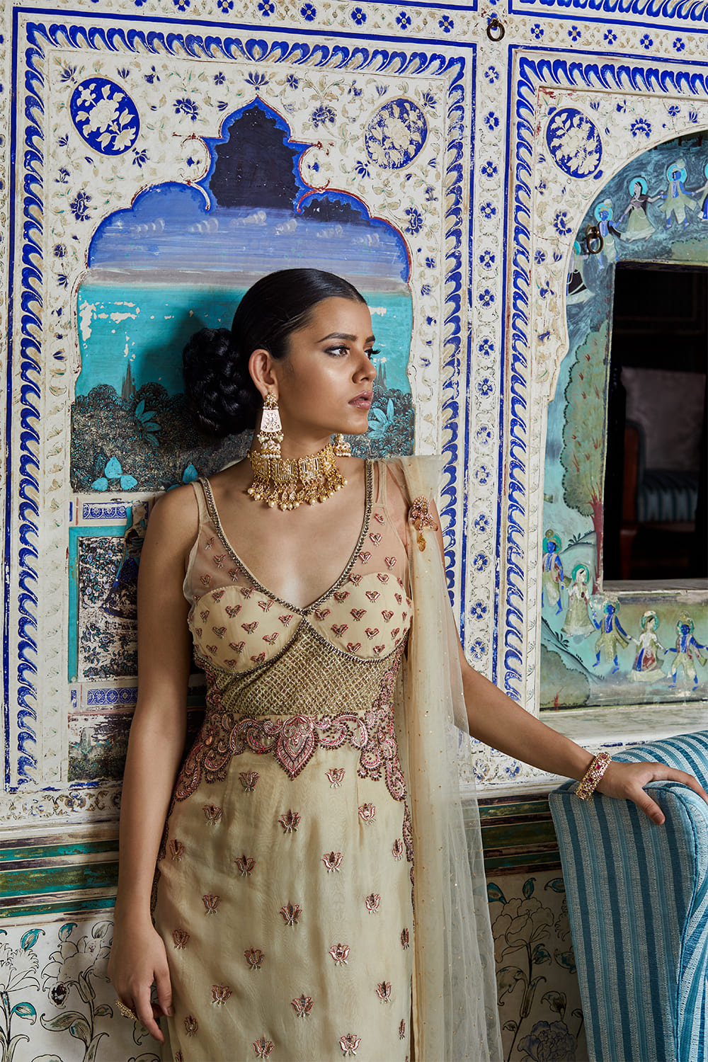 Off White Net Suit Set