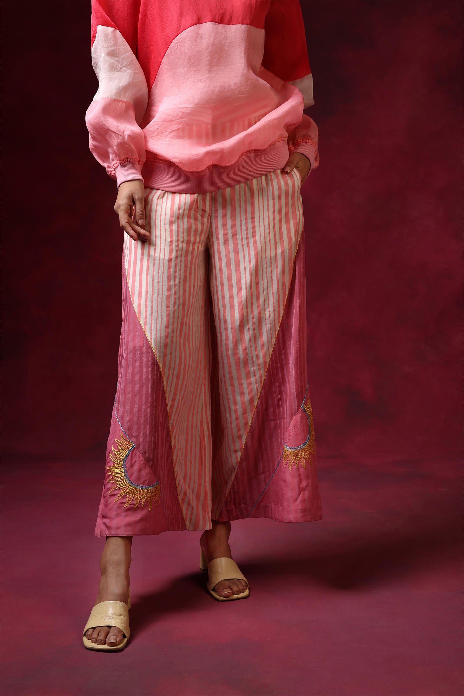 Pink Organza Ribbed Shirt