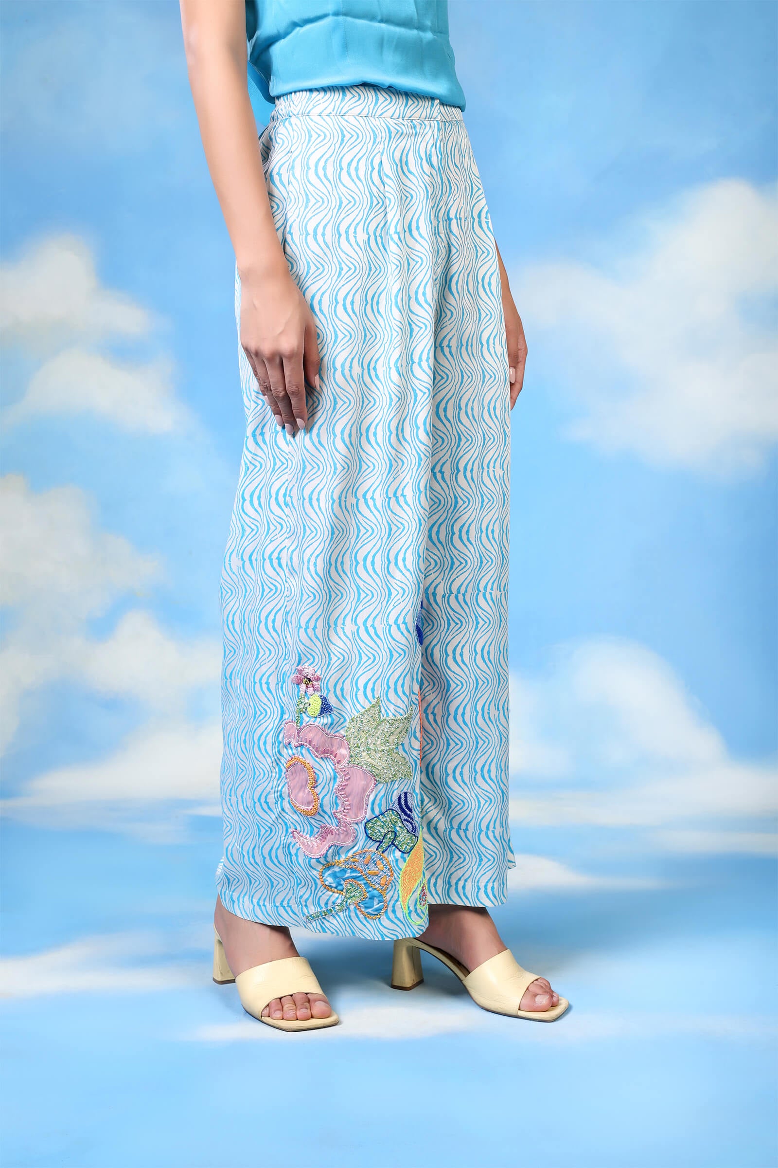 Block Printed Cotton Silk Pants