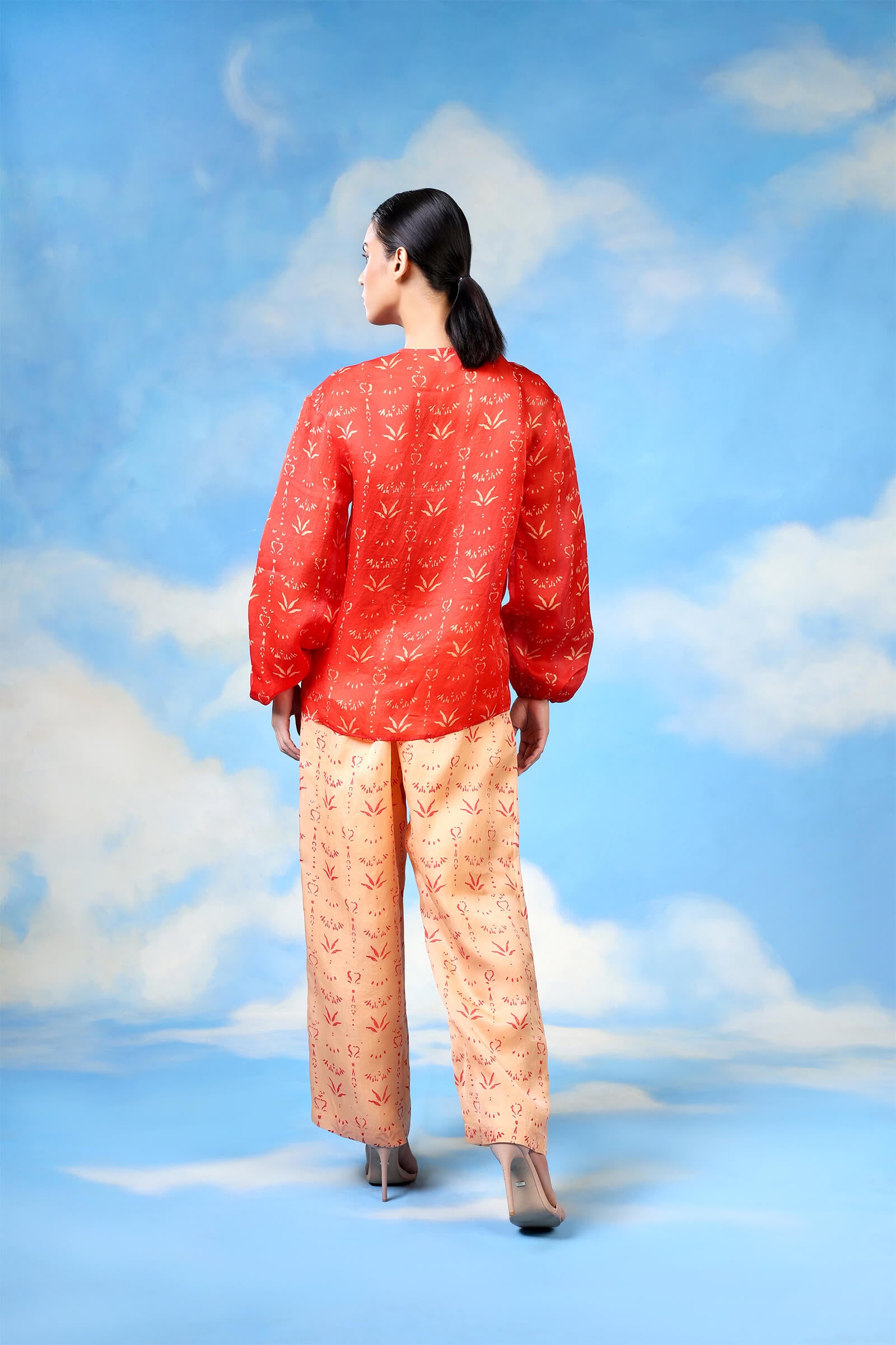 Orange Hand Block Printed Co Ord