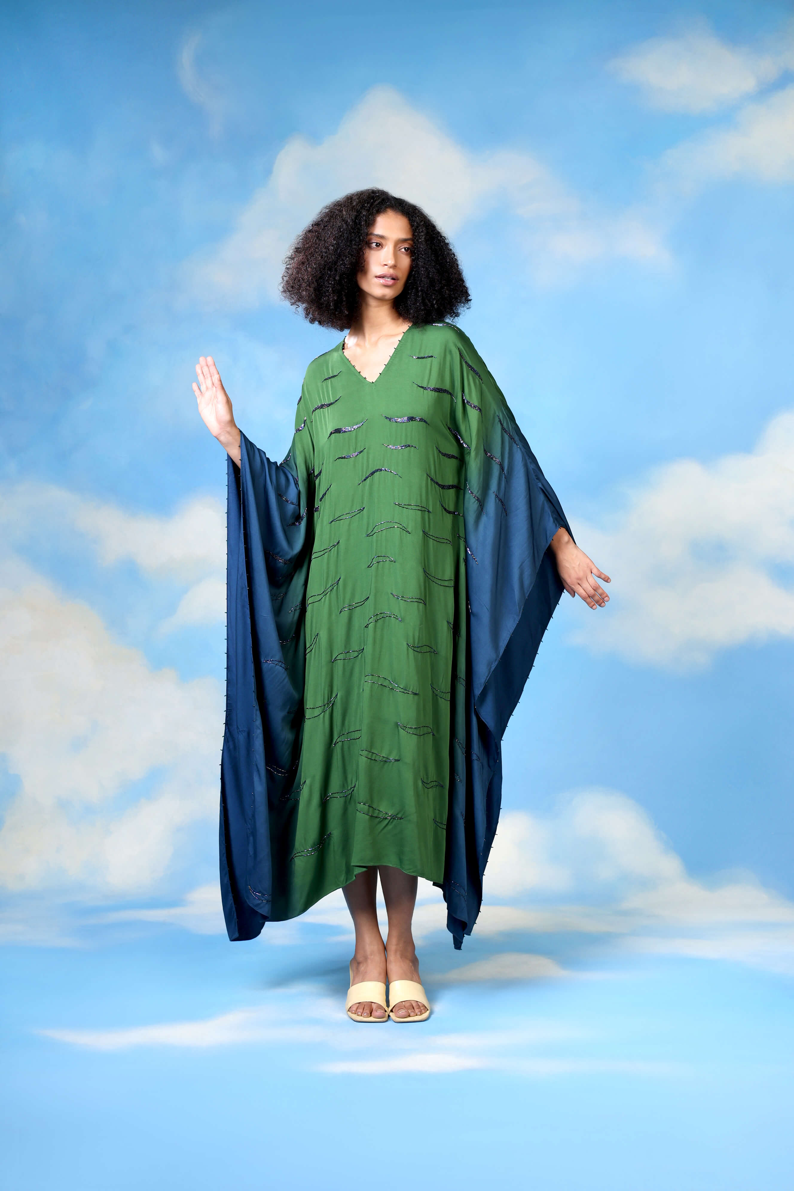 Ombre Satin Kaftan Dress