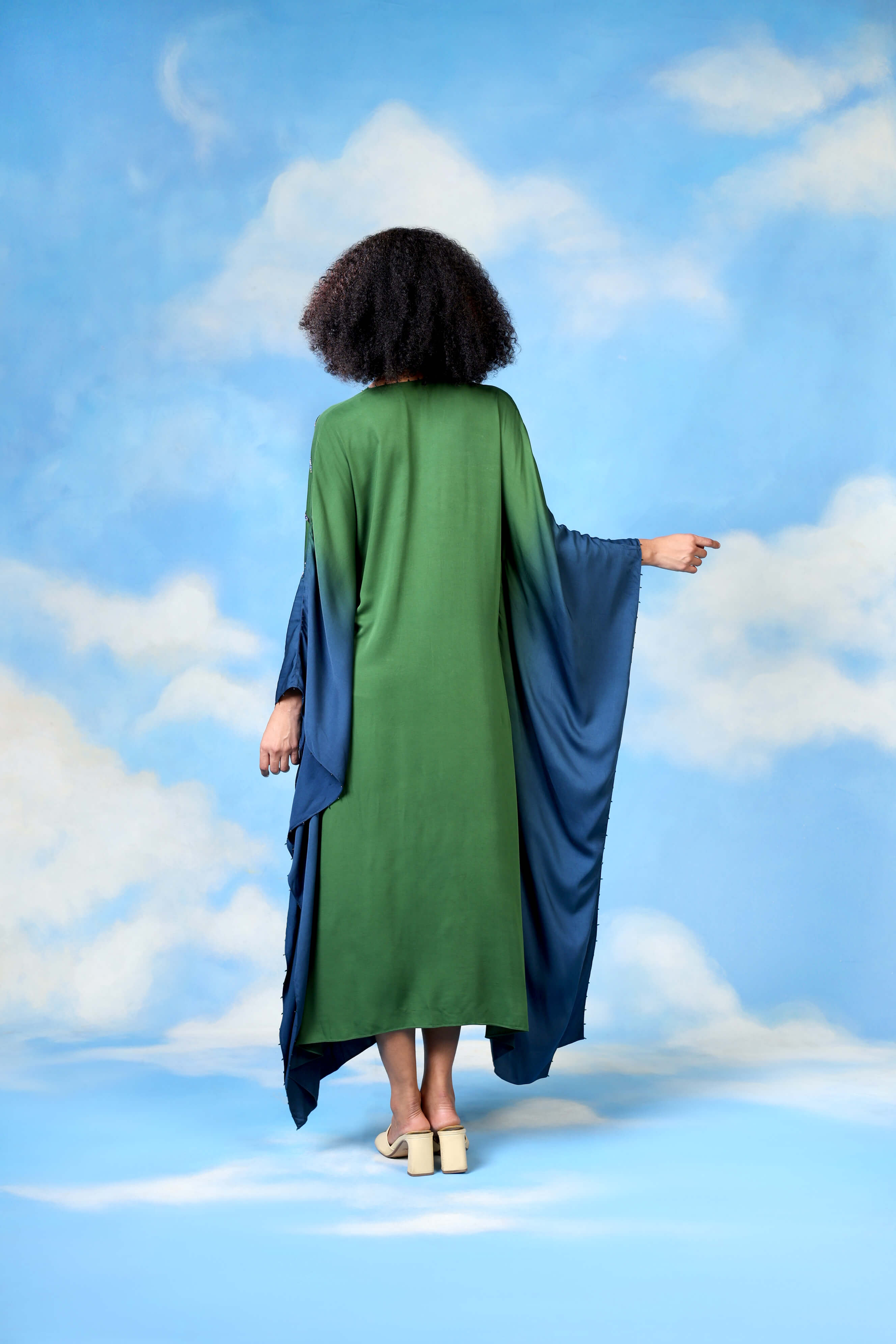 Ombre Satin Kaftan Dress