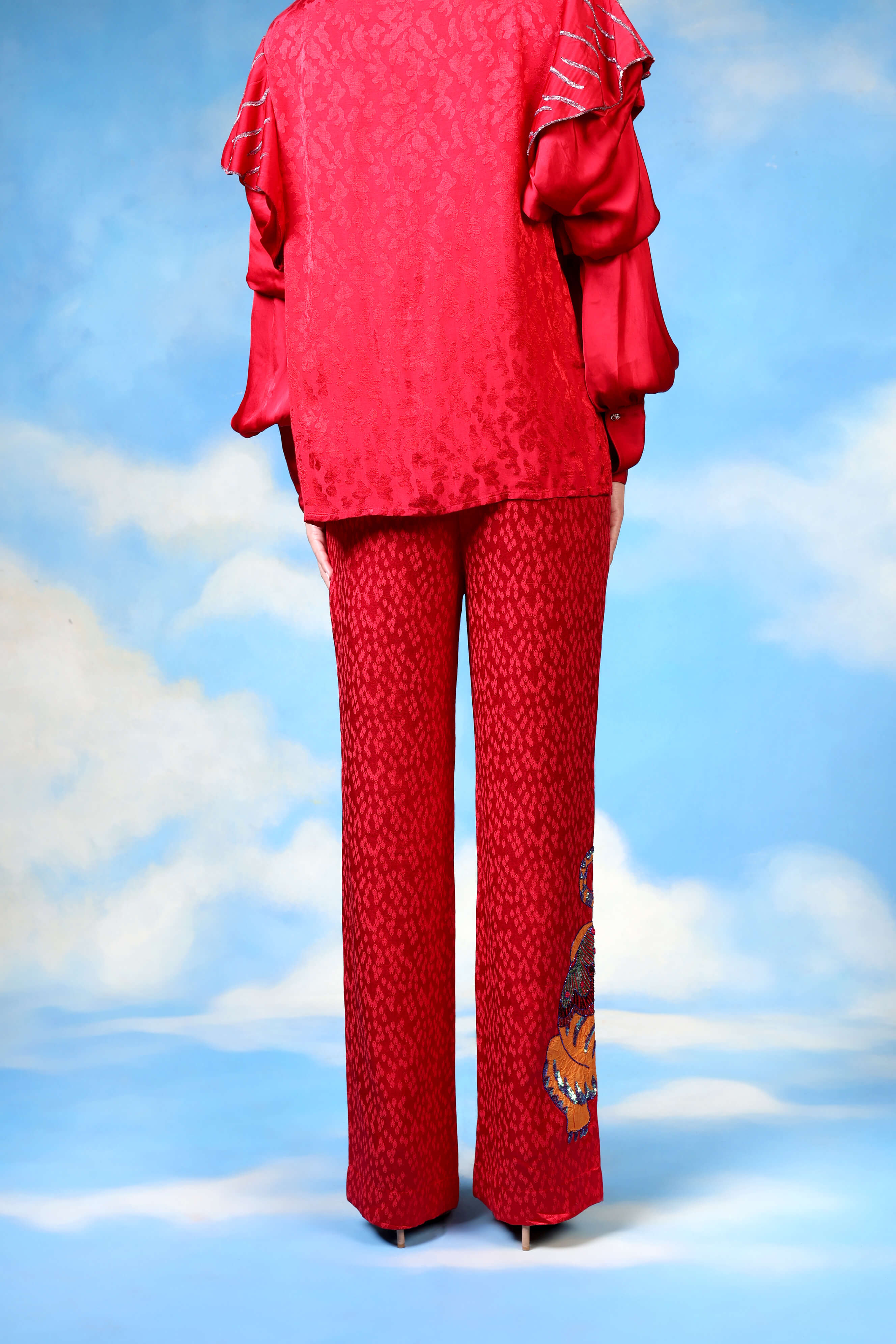 Red Jacquard Pants