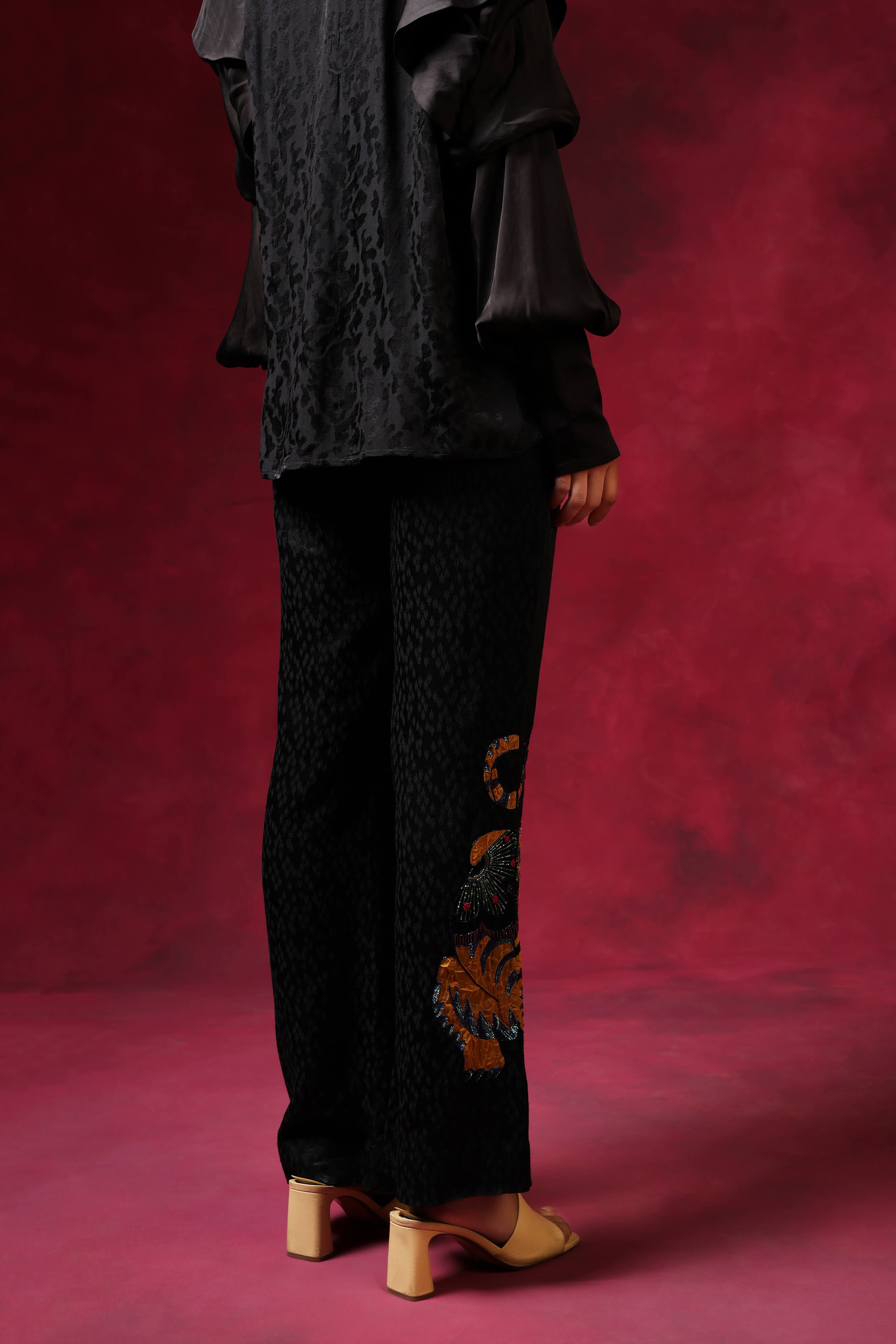 Black Jacquard Shirt With Layered Sleeves