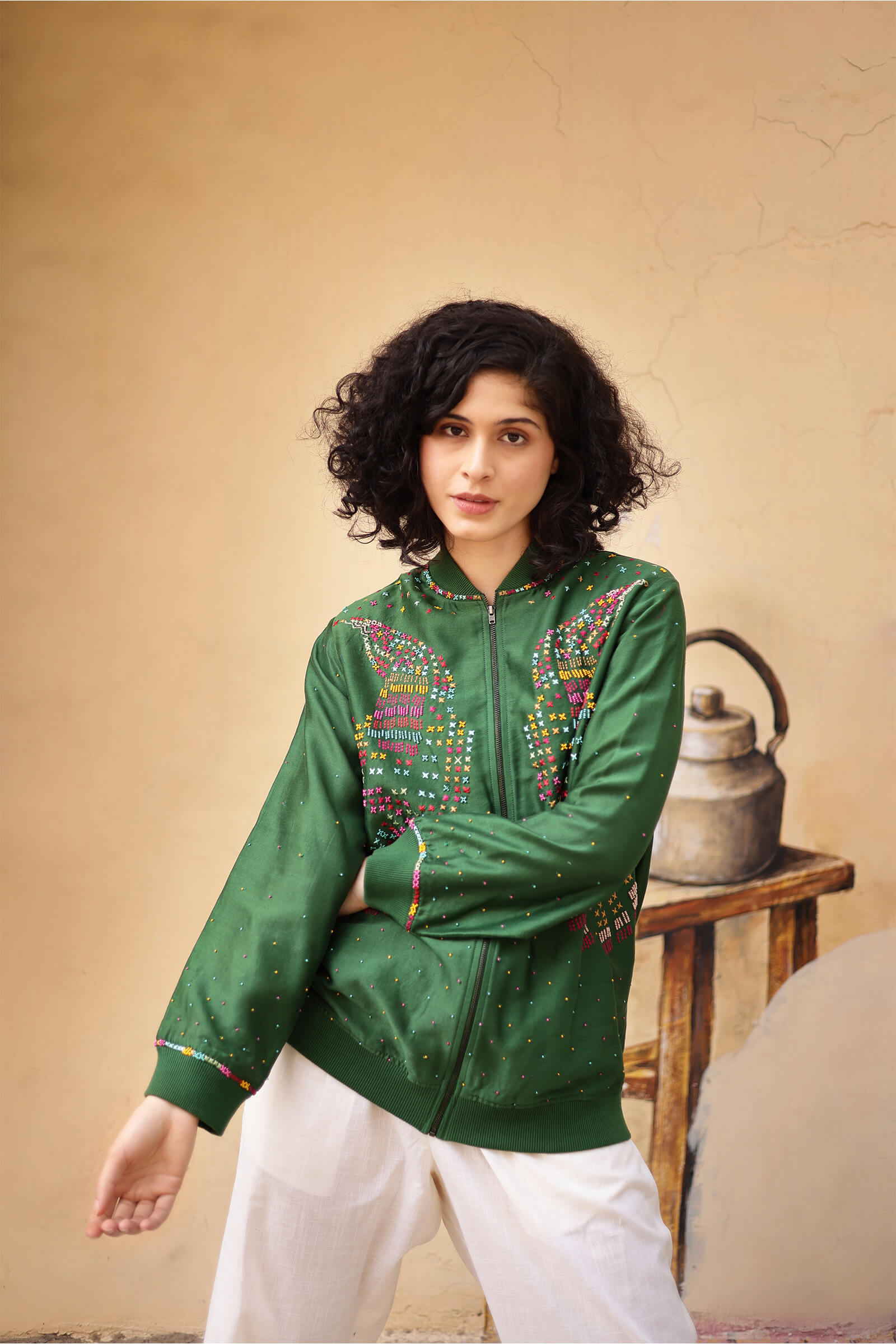 Chanderi Bomber Jacket