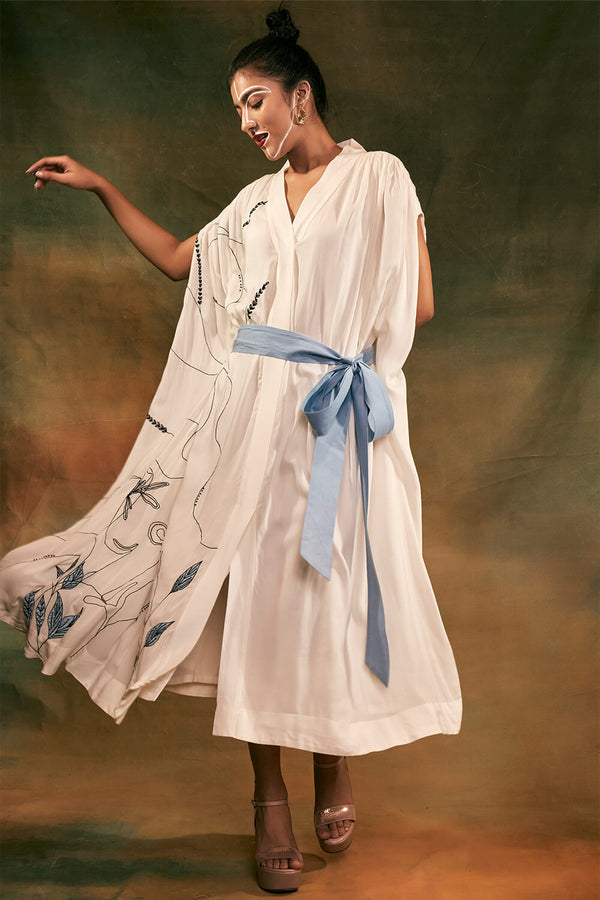 Ivory Kaftan with Belt