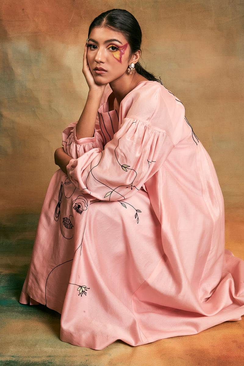 Pink Chanderi Dress
