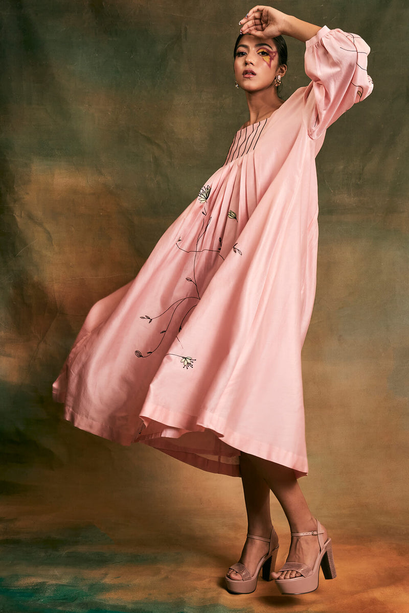 Pink Chanderi Dress