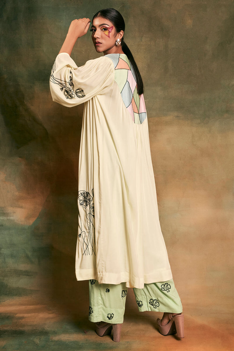 Lemon Patch Work Yolk Tunic with Green Plazo