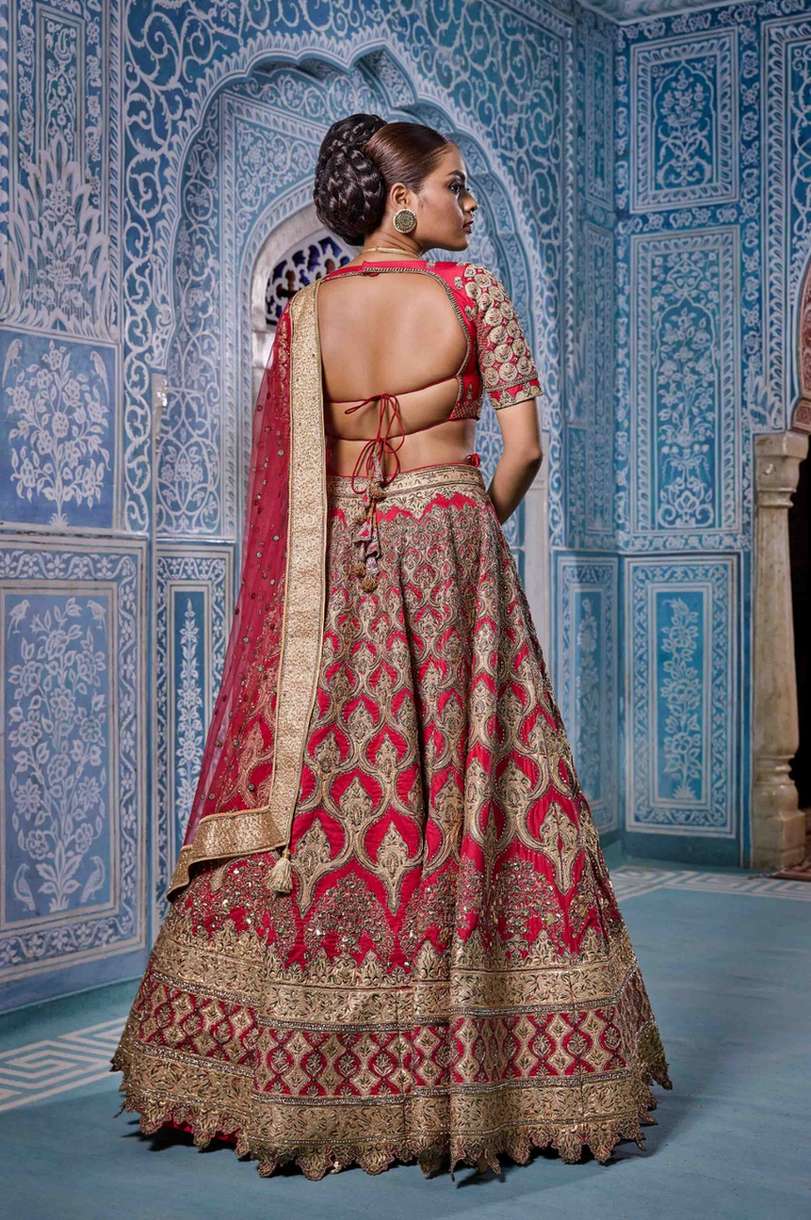 Pink Raw Silk Bridal Lehenga Set