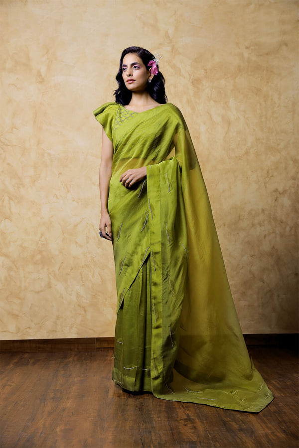 Butterfly Design Embroidered Saree With Blouse