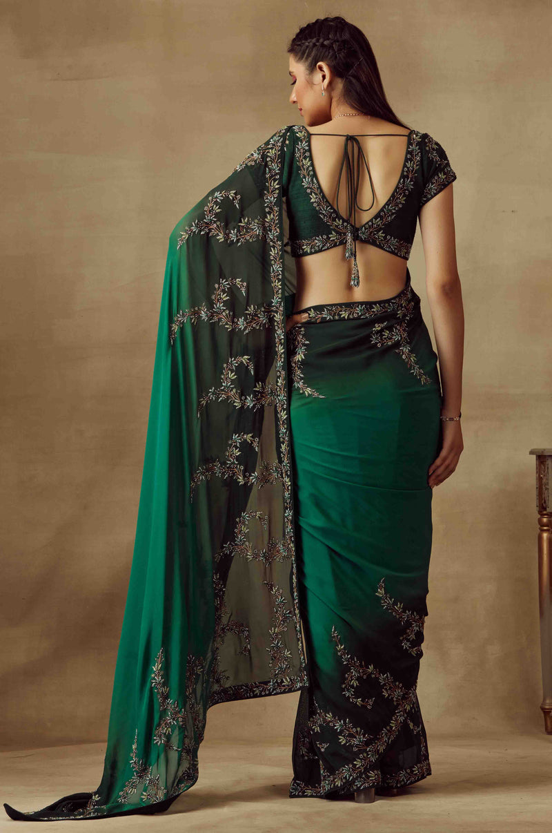 Pre Pleated Embroidered Saree & Blouse